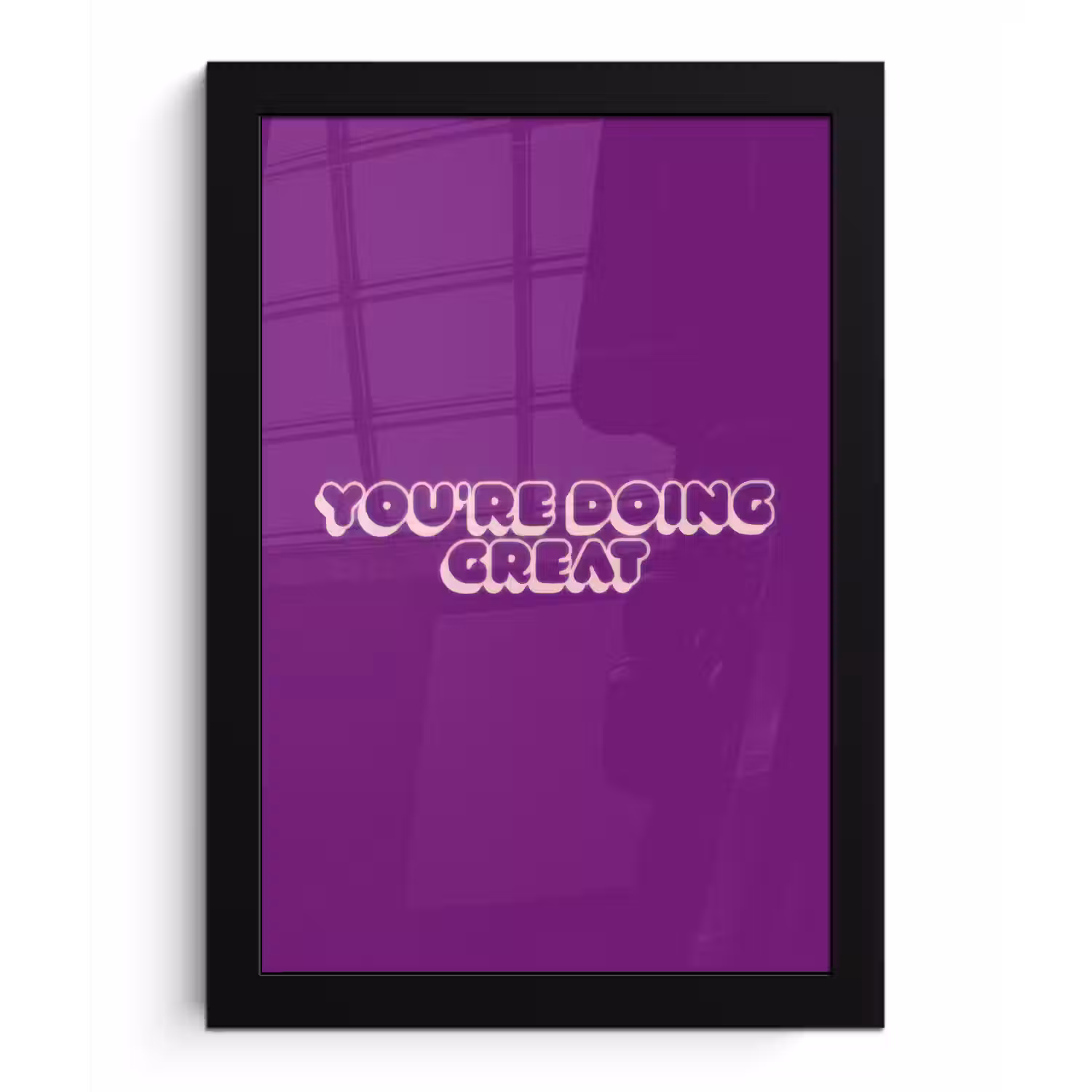 You're doing great - Paars - Bubble letters fotolijst zwart zonder passe partout klein -3d