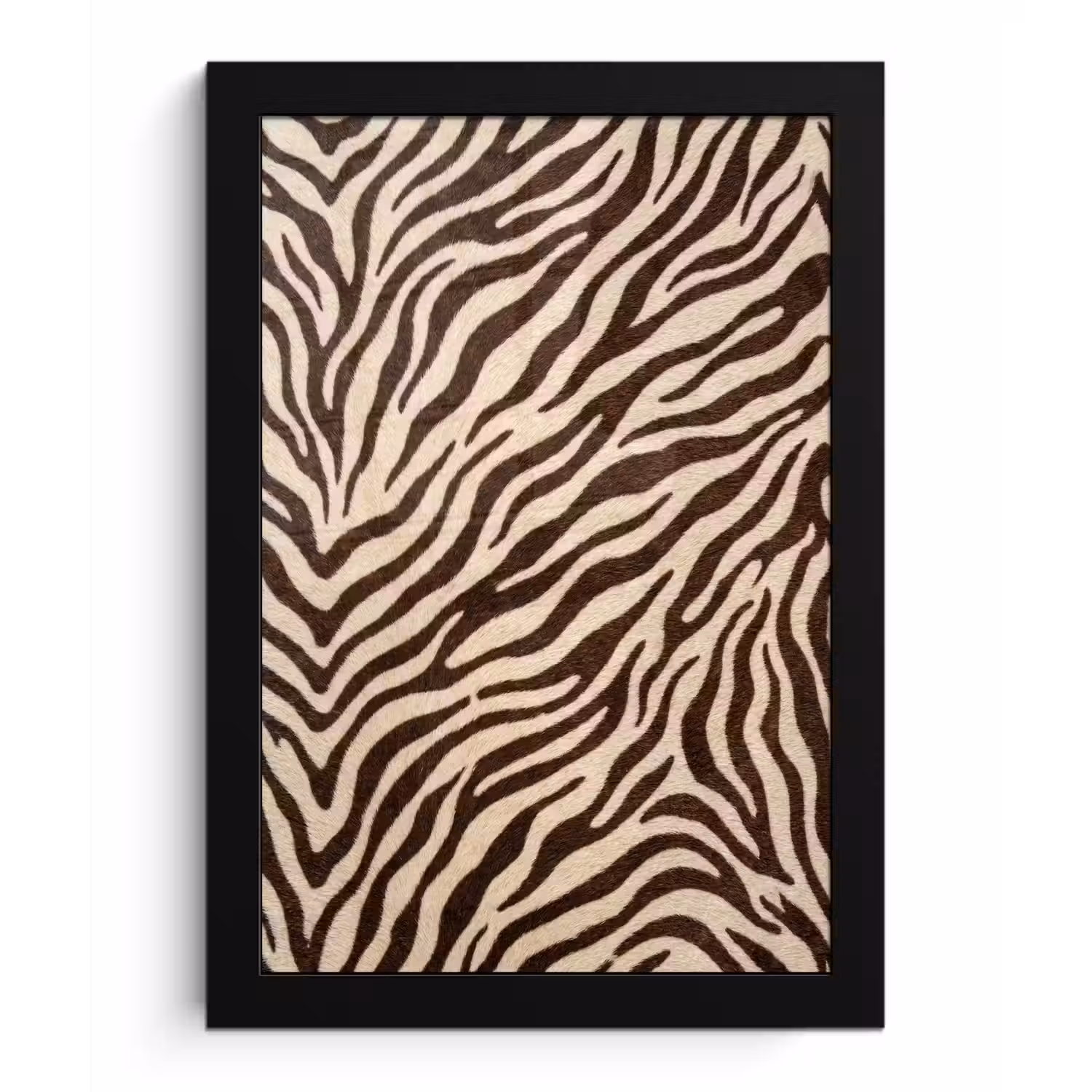 Zebra - Strepen - Bruin fotolijst zwart zonder passe partout klein -3d