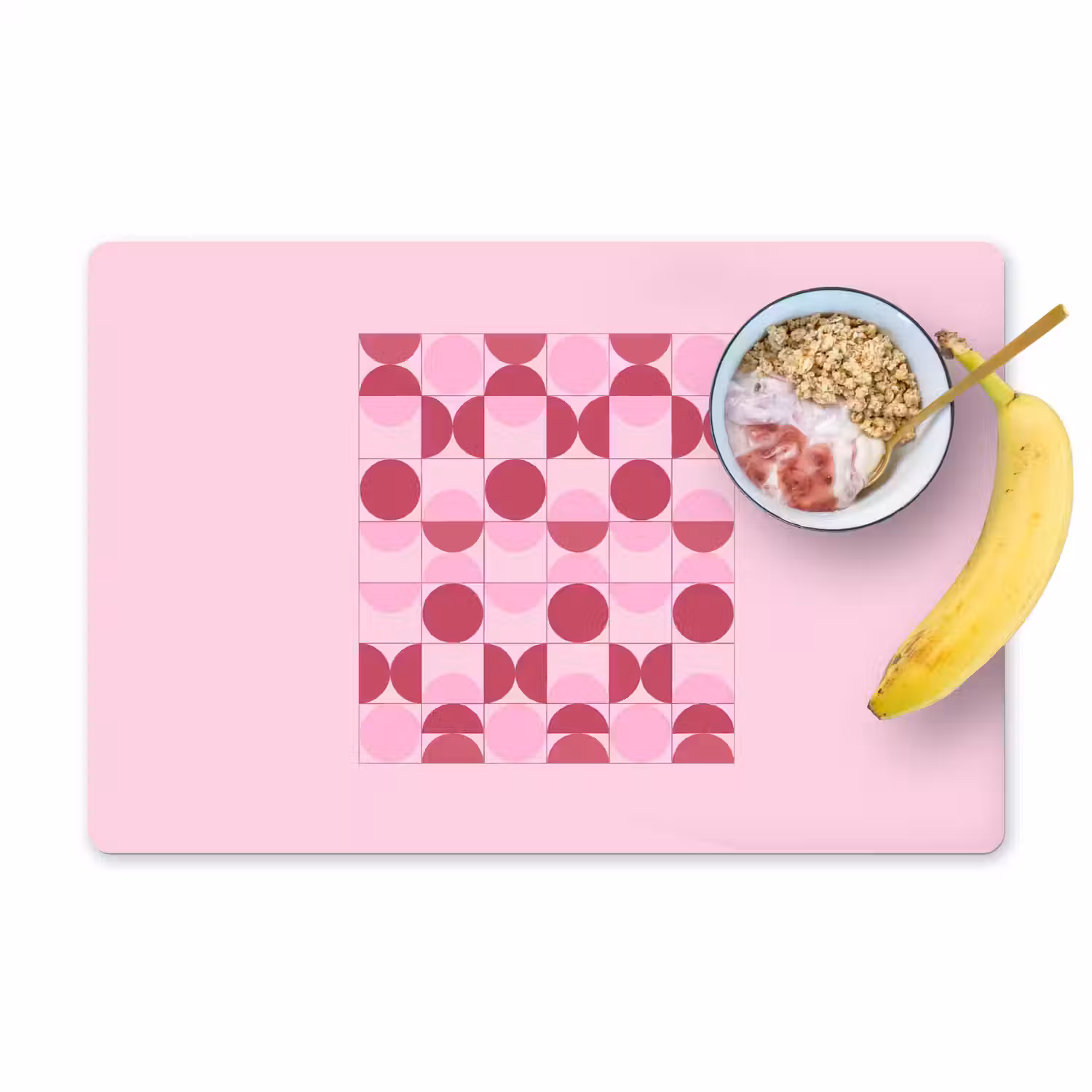 Abstract - Geometrisch - Cirkels - Roze - Modern Placemat vinyl groot -zzzproduct_Kitchenyeah-website