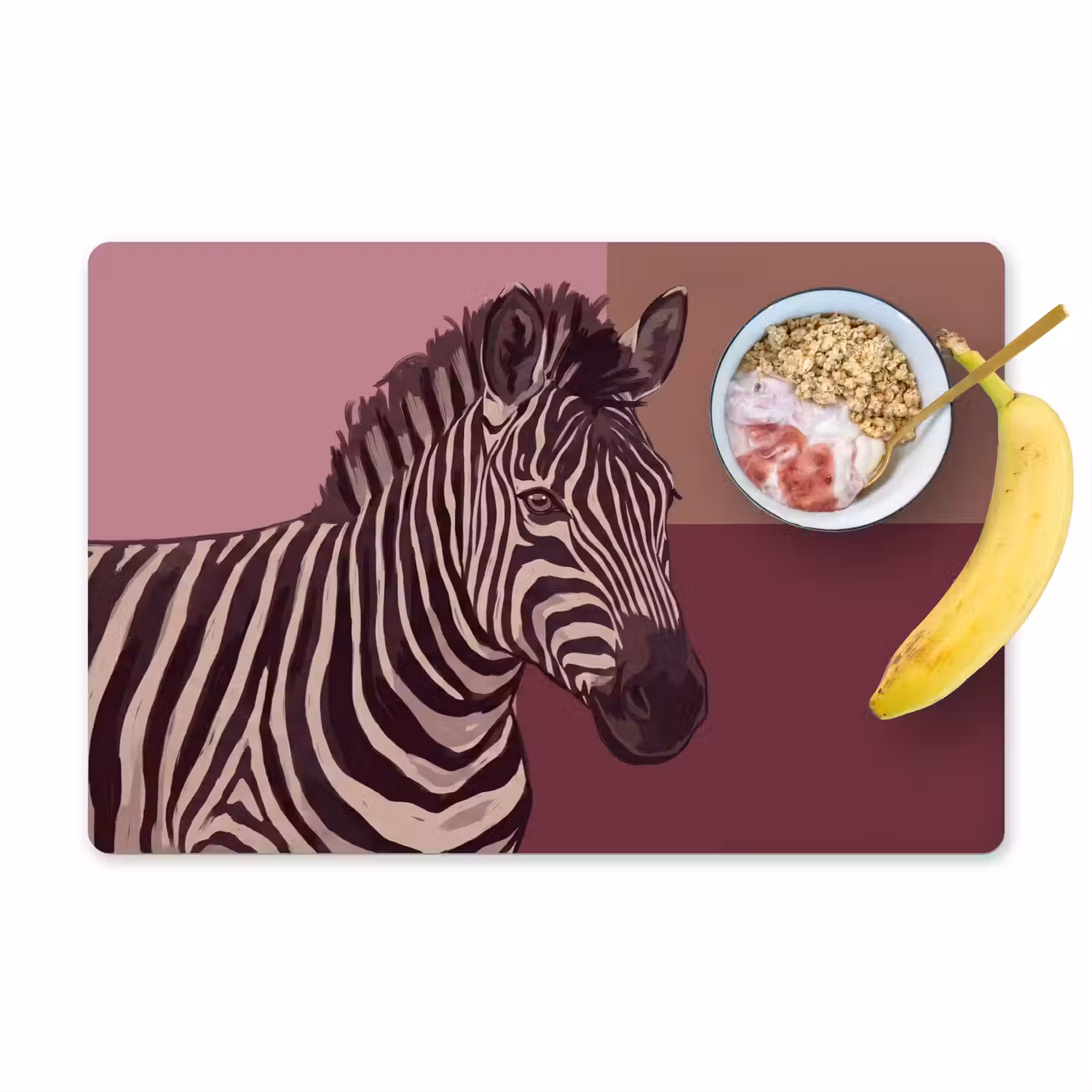 Dieren - Zebrahoofd - Wildlife - Modern - Bruin Placemat vinyl groot -zzzproduct_Kitchenyeah-website