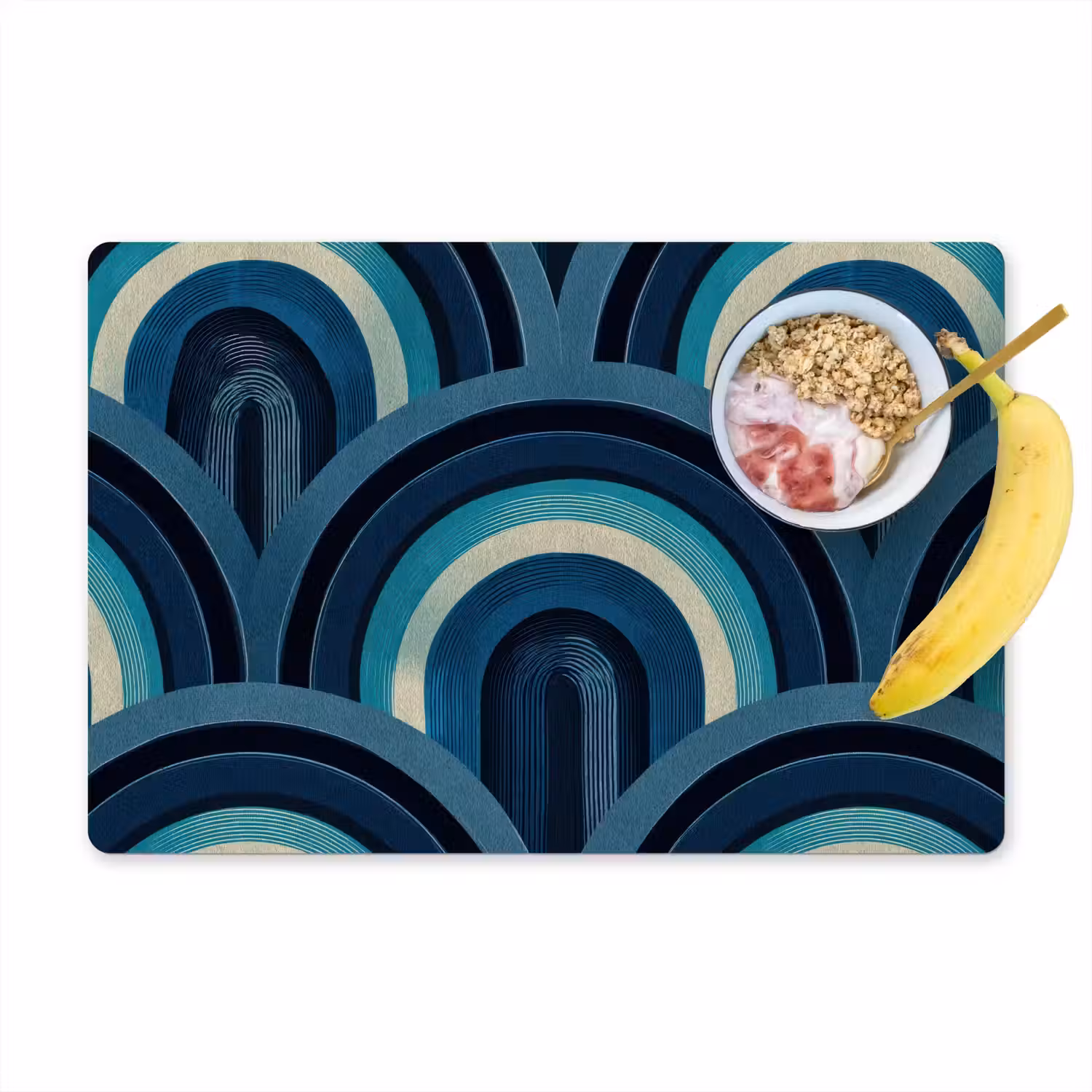 Bogen - Geometrisch - Patroon - Blauw - Retro Placemat vinyl groot 368 -zzzproduct_Kitchenyeah-website