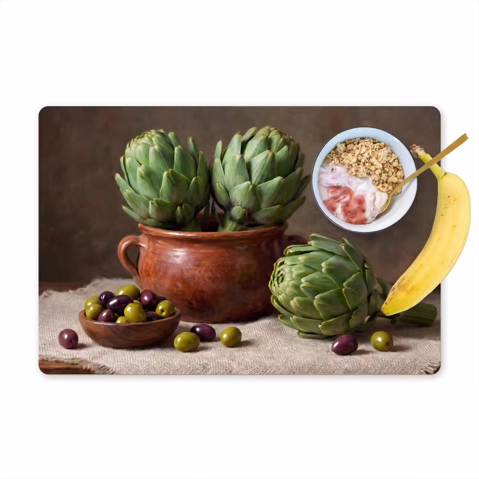 Placemat - 6 pieces - Artichokes - Olives - Food - Artisjokken - Olijven - Eten Placemat vinyl groot