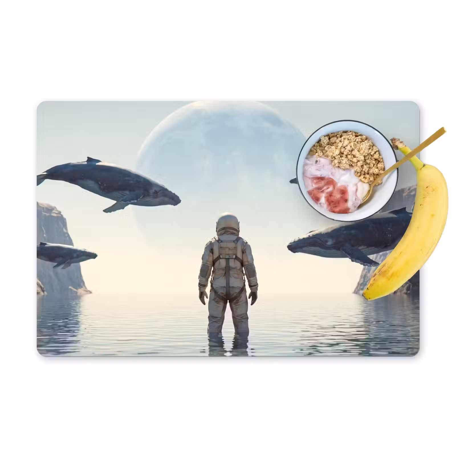 Placemat - 6 pieces - Astronaut - Whale - Fantasy - Ruimtevaarder - Walvis - Fantasie Placemat vinyl groot