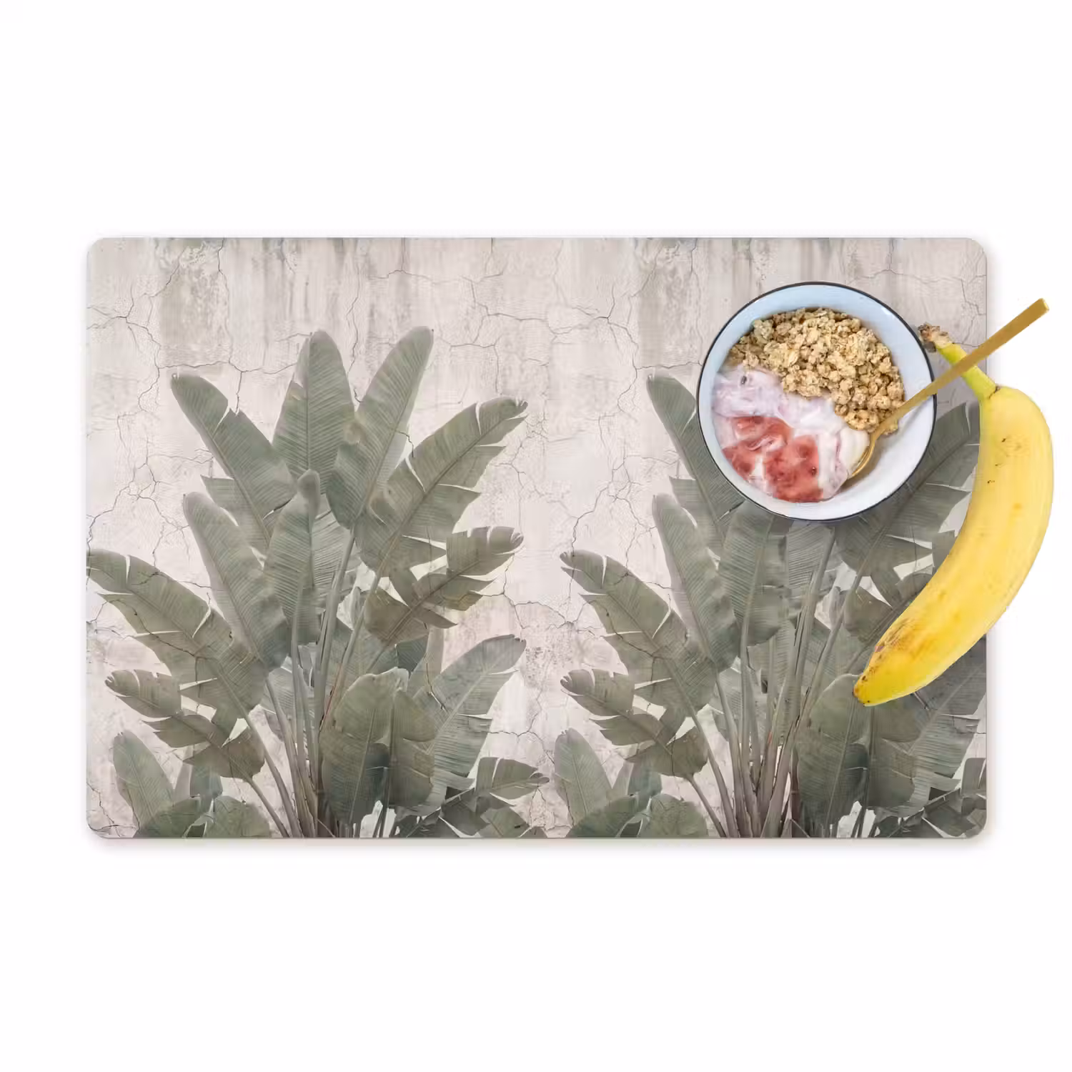 Bananenbladeren - Beton - Groen Placemat vinyl groot -zzzproduct_Kitchenyeah-website