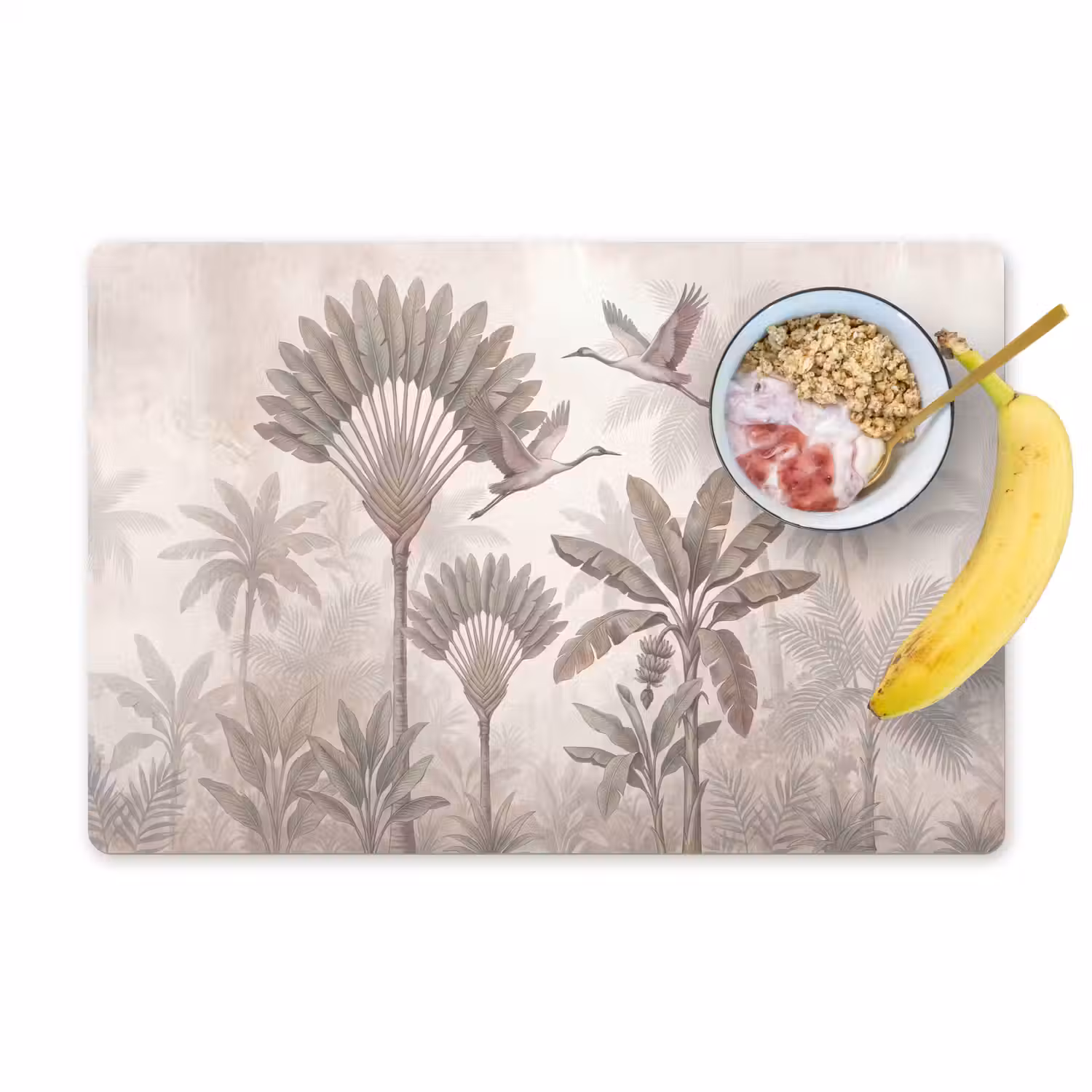 Vogel - Tropisch - Jungle - Natuur - Beige Placemat vinyl groot -zzzproduct_Kitchenyeah-website