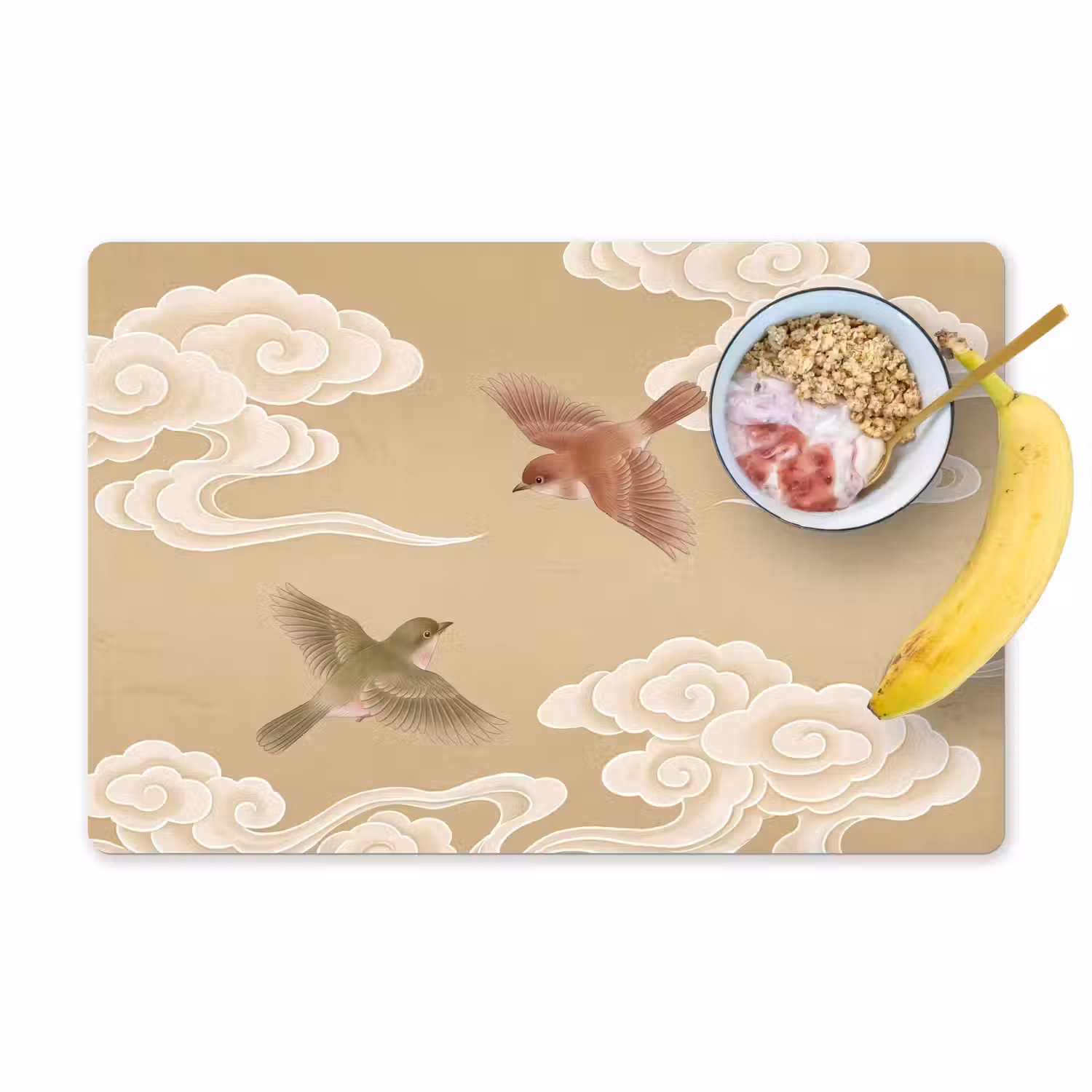 Vogels - Vliegen - Beige Placemat vinyl groot -zzzproduct_Kitchenyeah-website