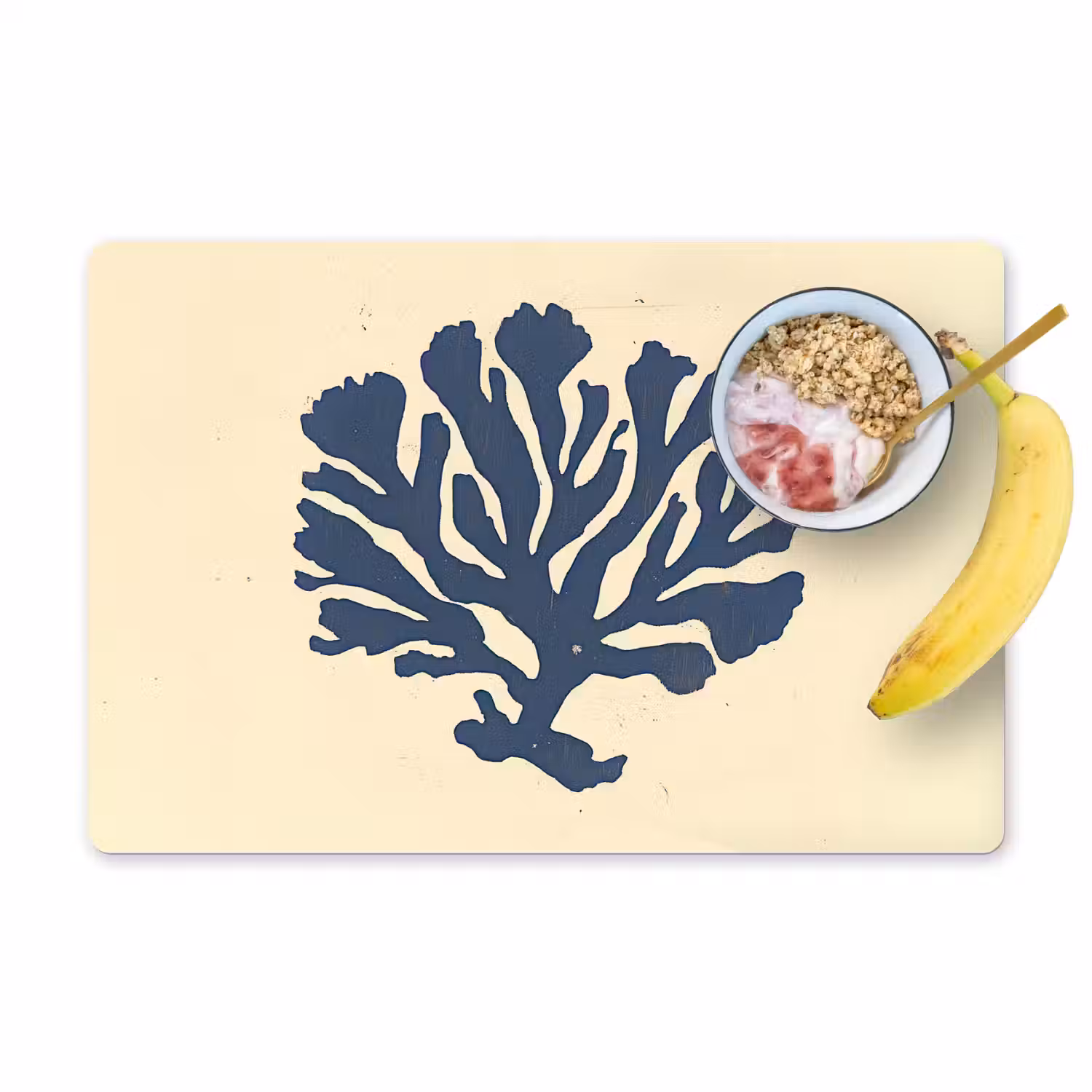 Blauw koraal - Vertakkingen - Beige Placemat vinyl groot -zzzproduct_Kitchenyeah-website