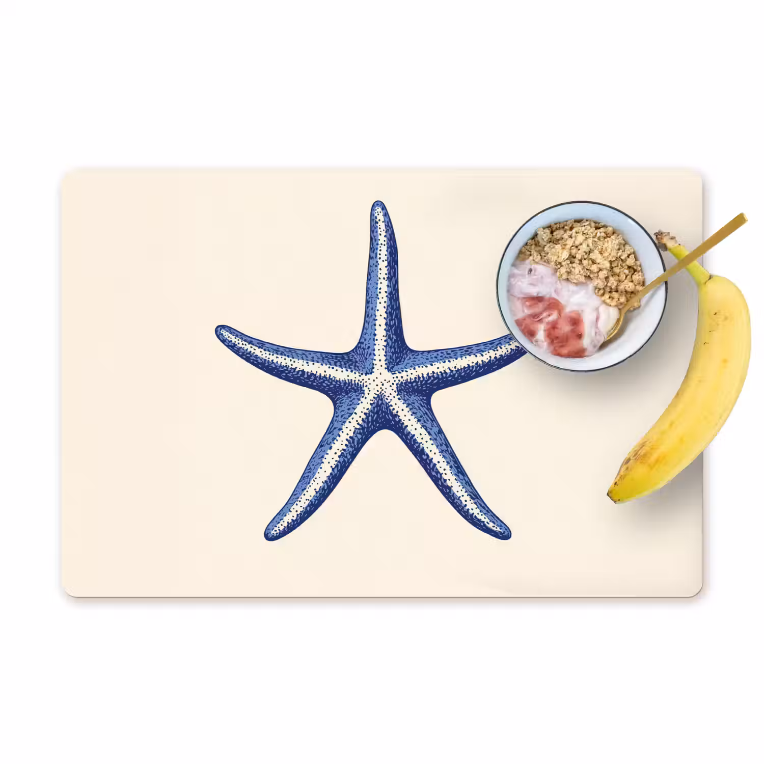 Blauwe zeester - Minimalistisch - Beige Placemat vinyl groot -zzzproduct_Kitchenyeah-website