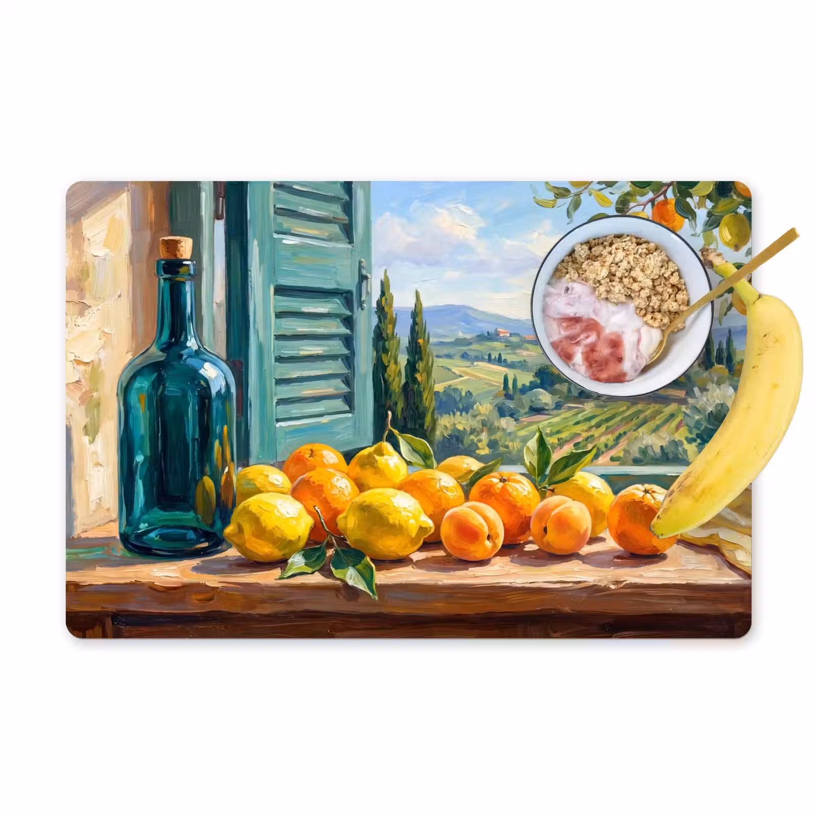 Placemat - 6 pieces - Bottle - Fruit - Still Life - Fles - Fruit - Stilleven Placemat vinyl groot