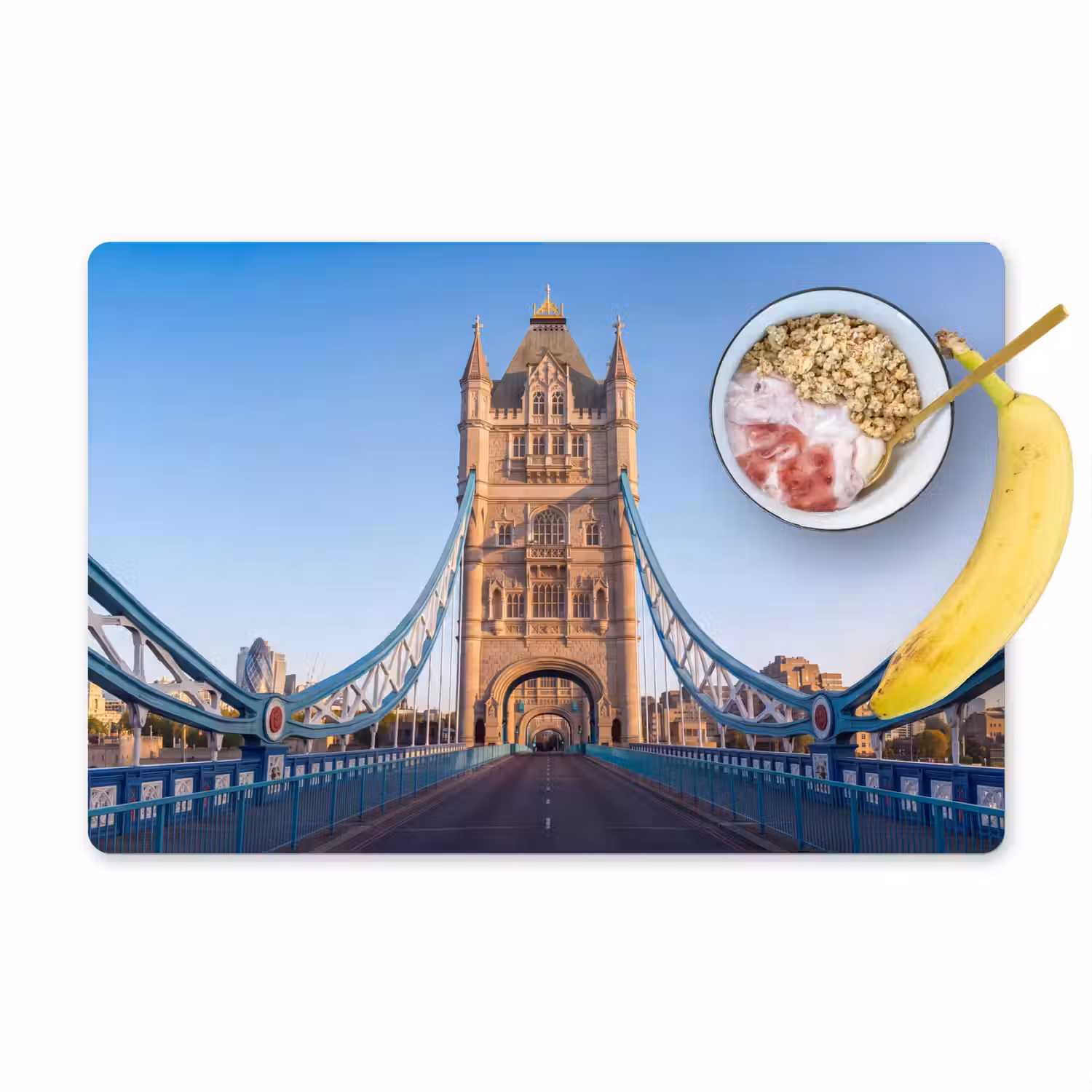 Brug - Toren - Architectuur - Klassiek - Blauw Placemat vinyl groot -zzzproduct_Kitchenyeah-website