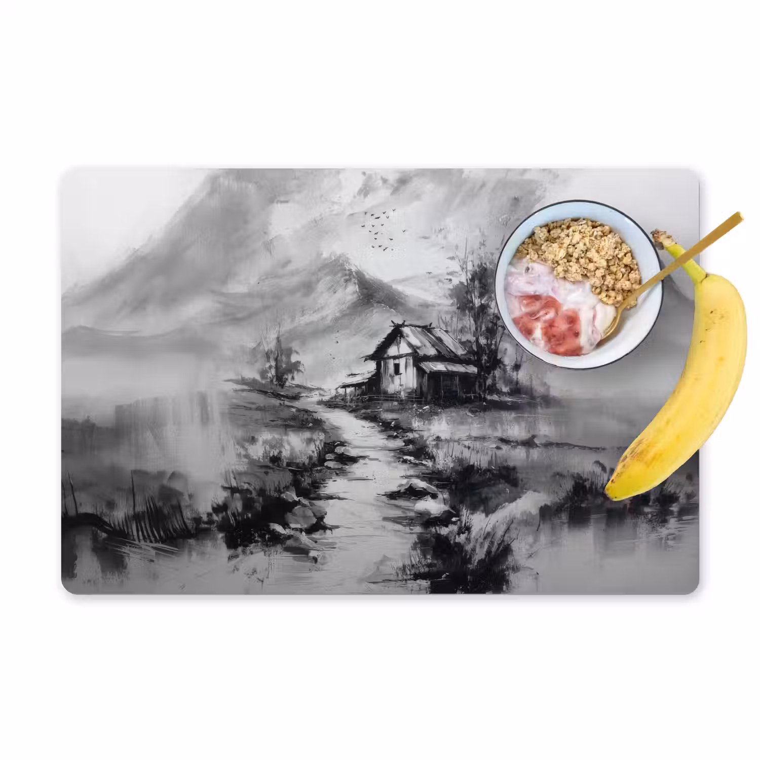 Hut - Grijs - Bergen - Mistig Placemat vinyl groot -zzzproduct_Kitchenyeah-website