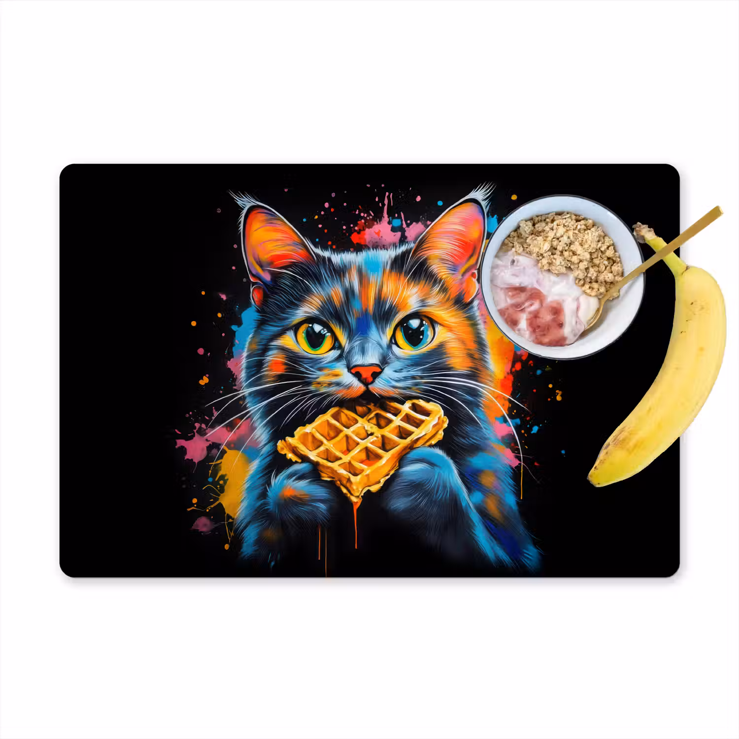 Kat - Graffiti - Kleurrijk - Wafel - Eten Placemat vinyl groot -zzzproduct_Kitchenyeah-website