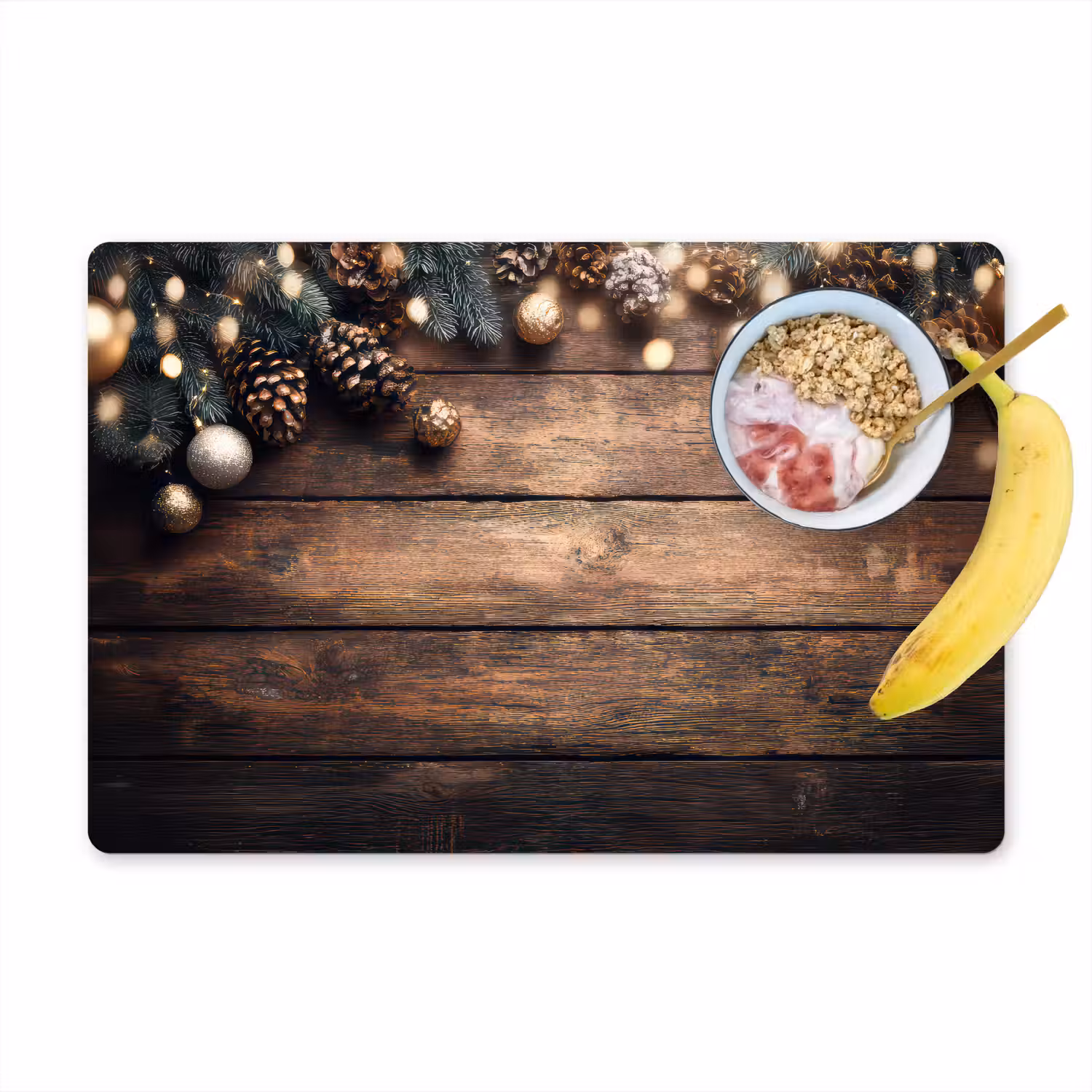 Kerstdecoratie - Houten - Dennenappel - Bruin Placemat vinyl groot -zzzproduct_Kitchenyeah-website