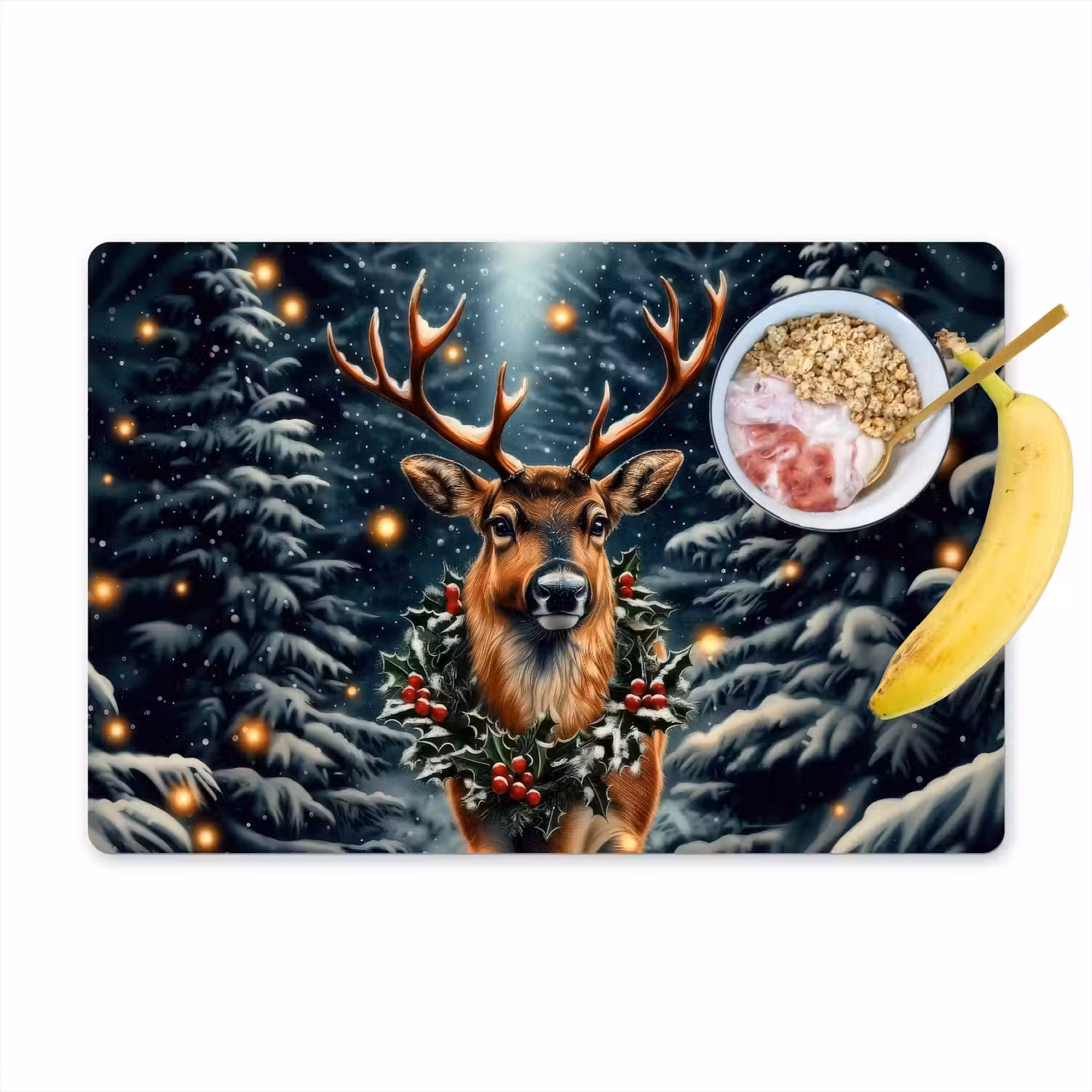 Kerst - Magie - Bos - Kleurrijk Placemat vinyl groot -zzzproduct_Kitchenyeah-website