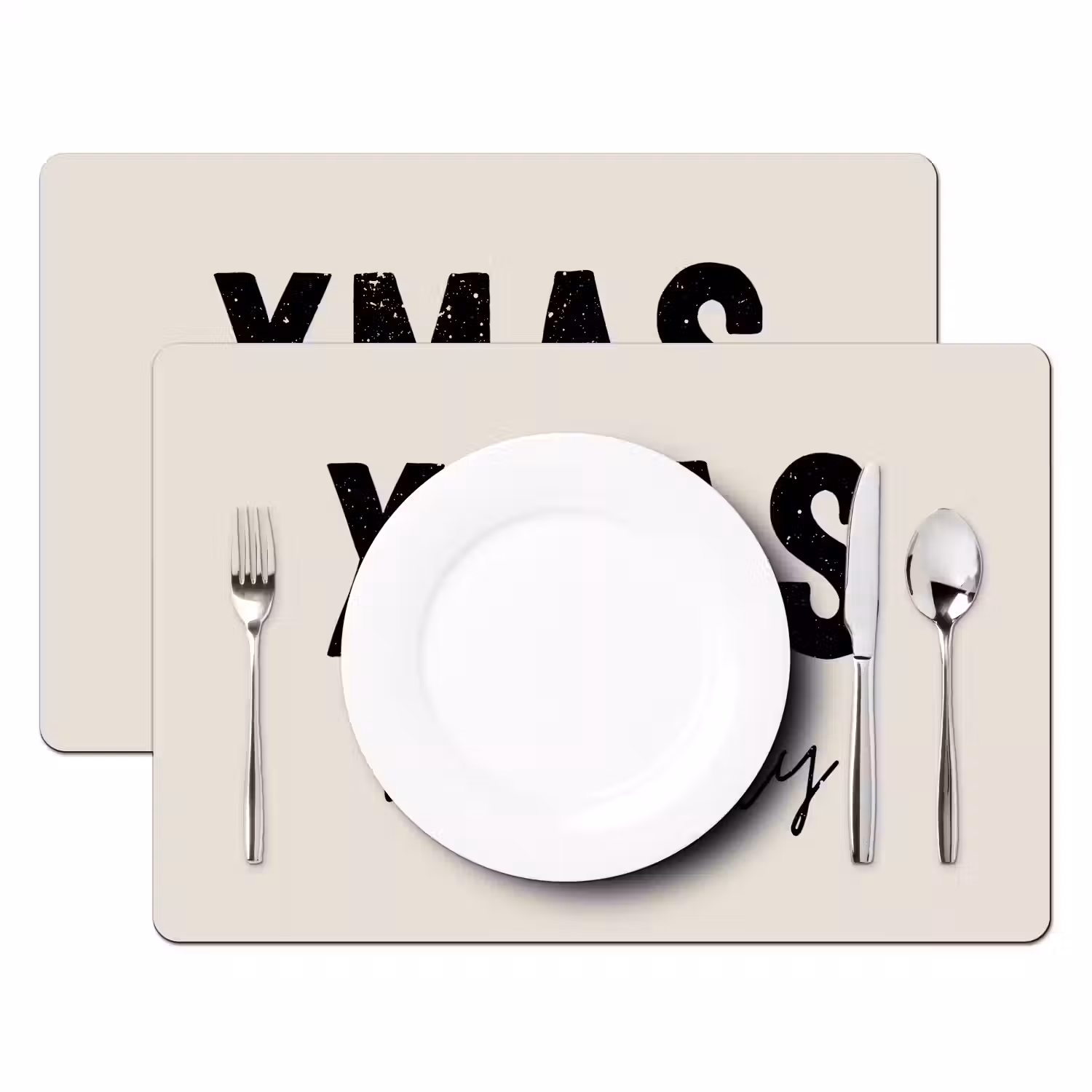 Kerst - Spreuk - xmas vibes only - Beige Placemat vinyl groot -zzsfeer2_Kitchenyeah-website