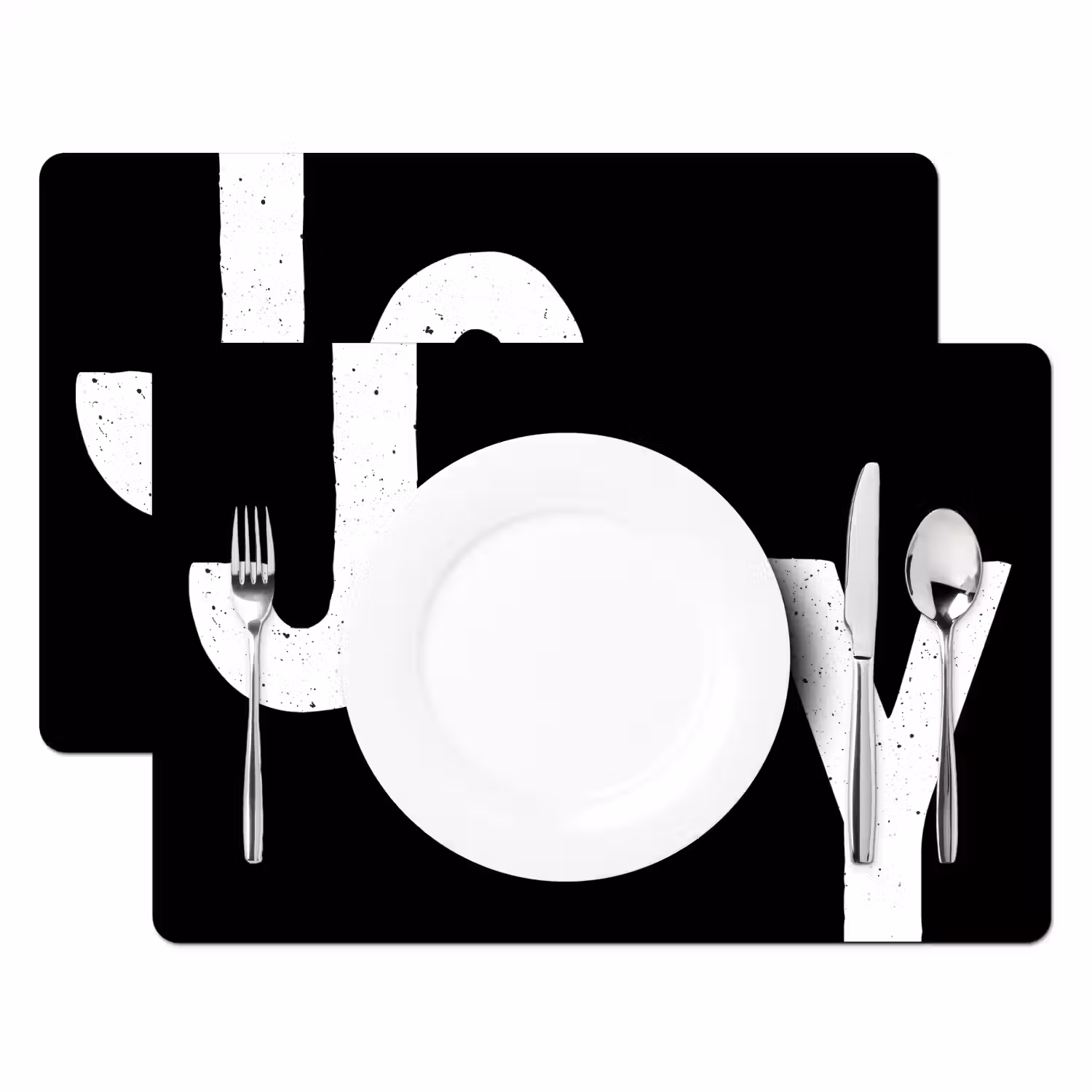 Kerstmis - Quotes - Joy - Zwart - Feest Placemat vinyl groot -zzsfeer2_Kitchenyeah-website