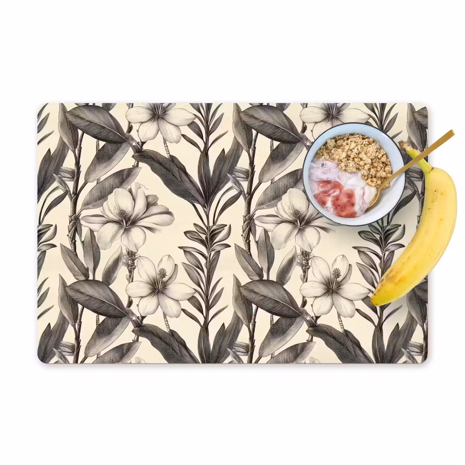 Klassiek - Botanisch - Zwart - Beige Placemat vinyl groot 368 -zzzproduct_Kitchenyeah-website