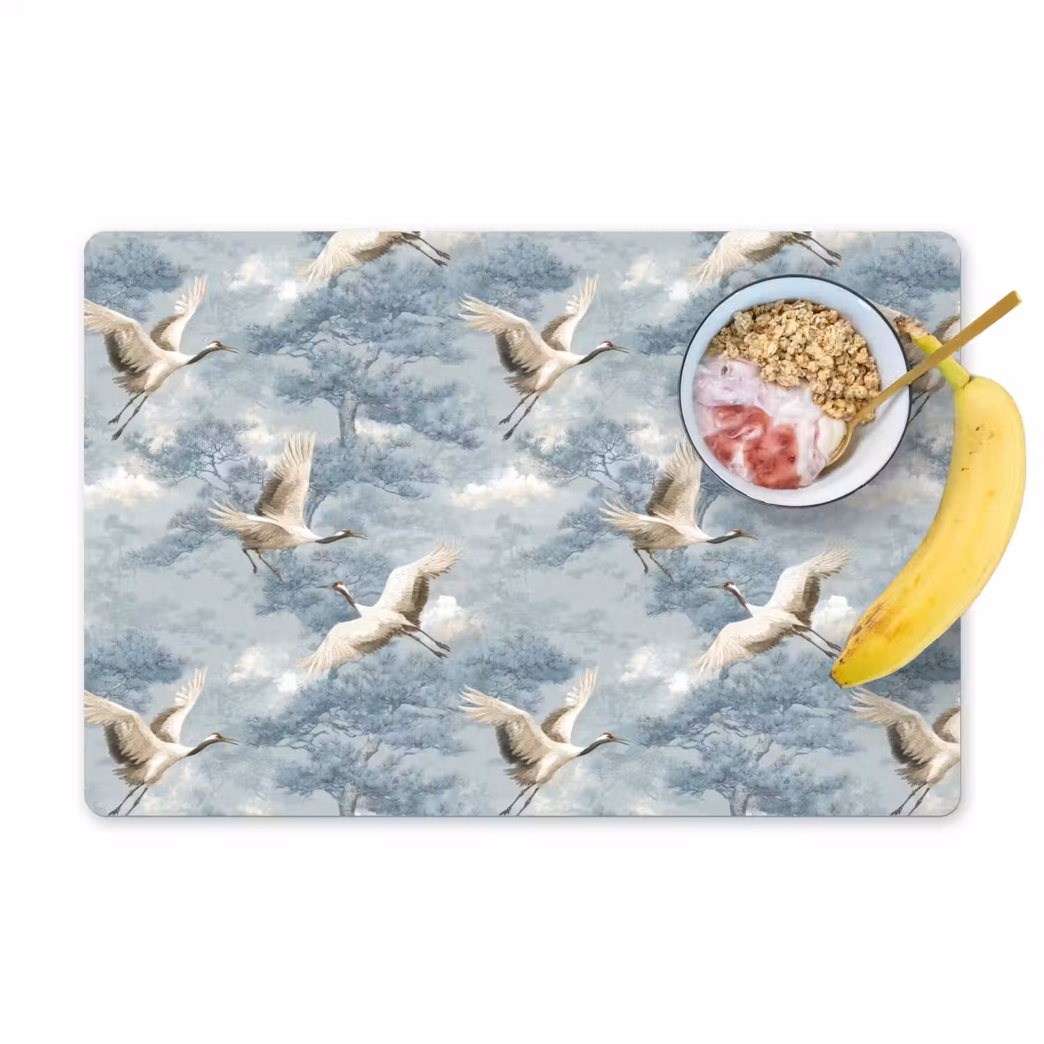 Wolken - Kraanvogels - Blauw Placemat vinyl groot 368 -zzzproduct_Kitchenyeah-website