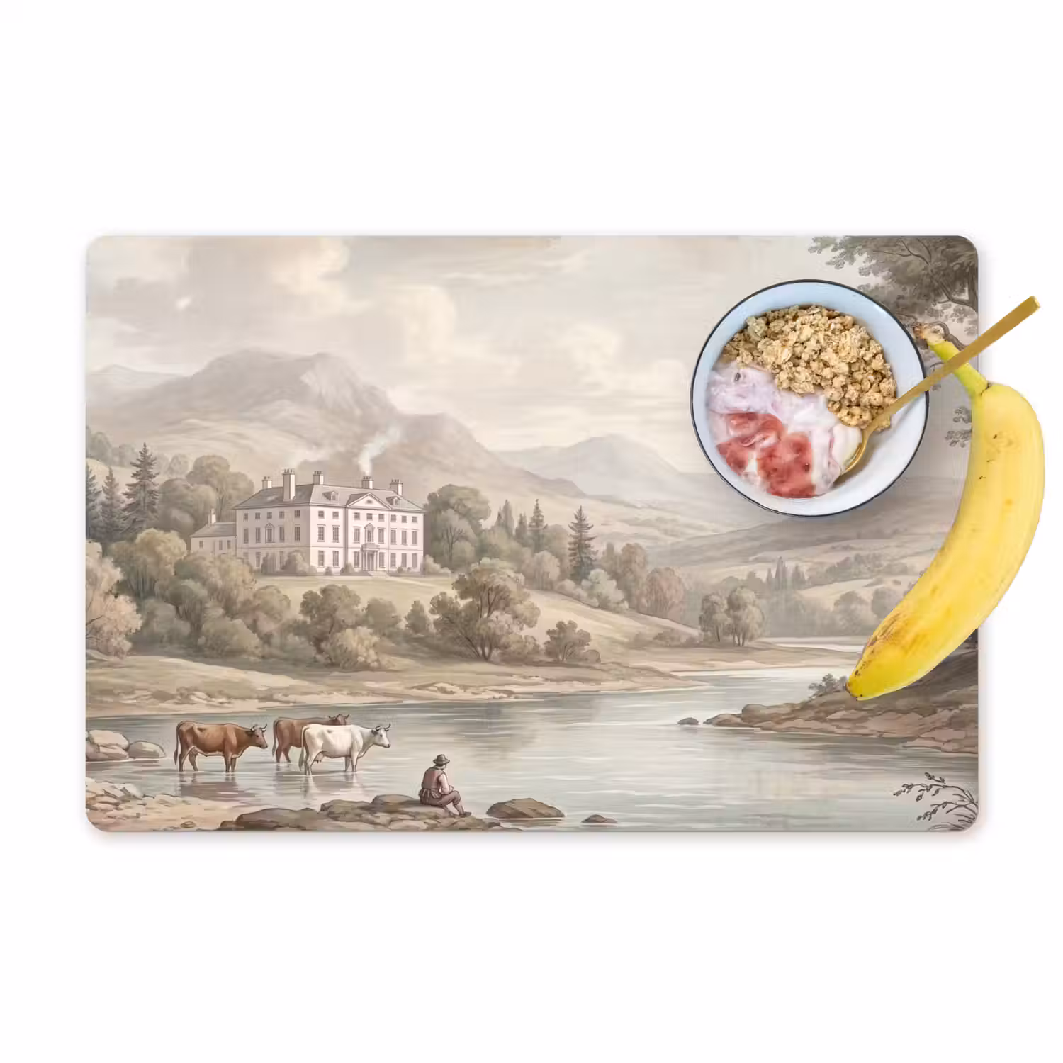Landhuis - Rivier - Vee Placemat vinyl groot -zzzproduct_Kitchenyeah-website