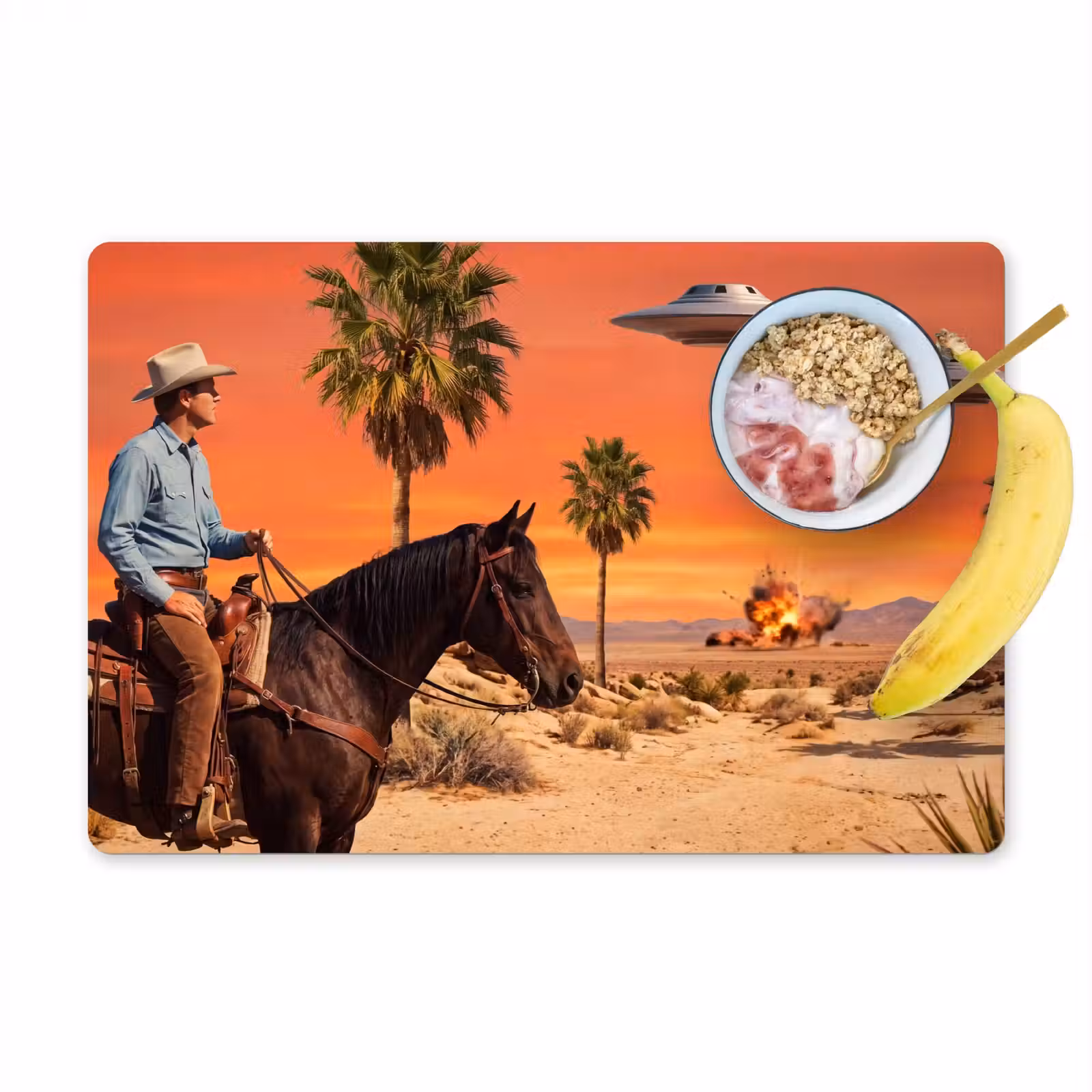 Placemat - 6 pieces - Cowboy - Horse - Desert - Cowboy - Paard - Woestijn Placemat vinyl groot