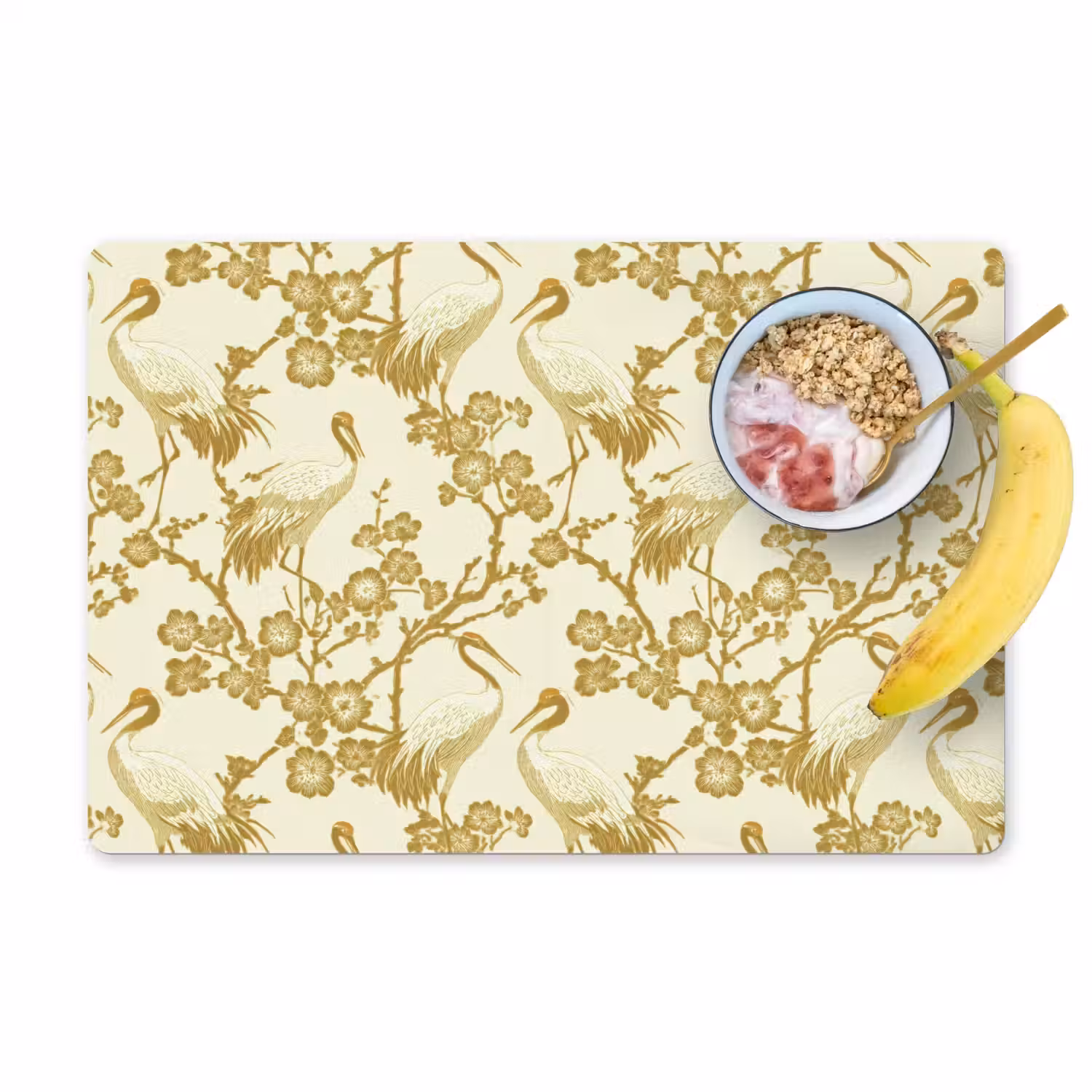 Kraanvogels - Kersenbloesem - Goud Placemat vinyl groot 368 -zzzproduct_Kitchenyeah-website