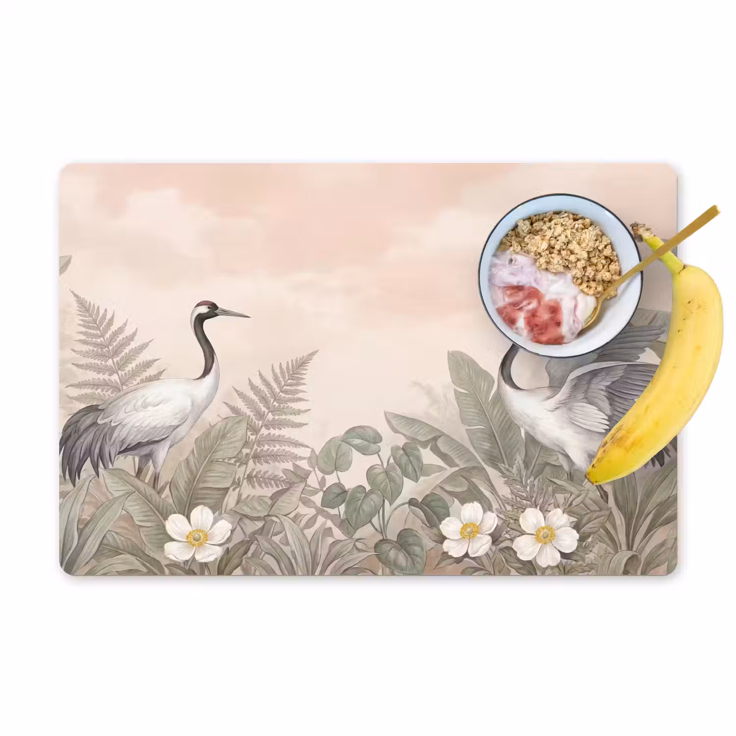Kraanvogels - Natuur - Roze Placemat vinyl groot -zzzproduct_Kitchenyeah-website