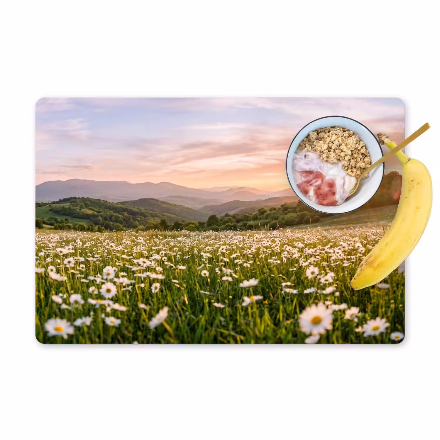 Madelief - Veld - Heuvels - Groen Placemat vinyl groot -zzzproduct_Kitchenyeah-website