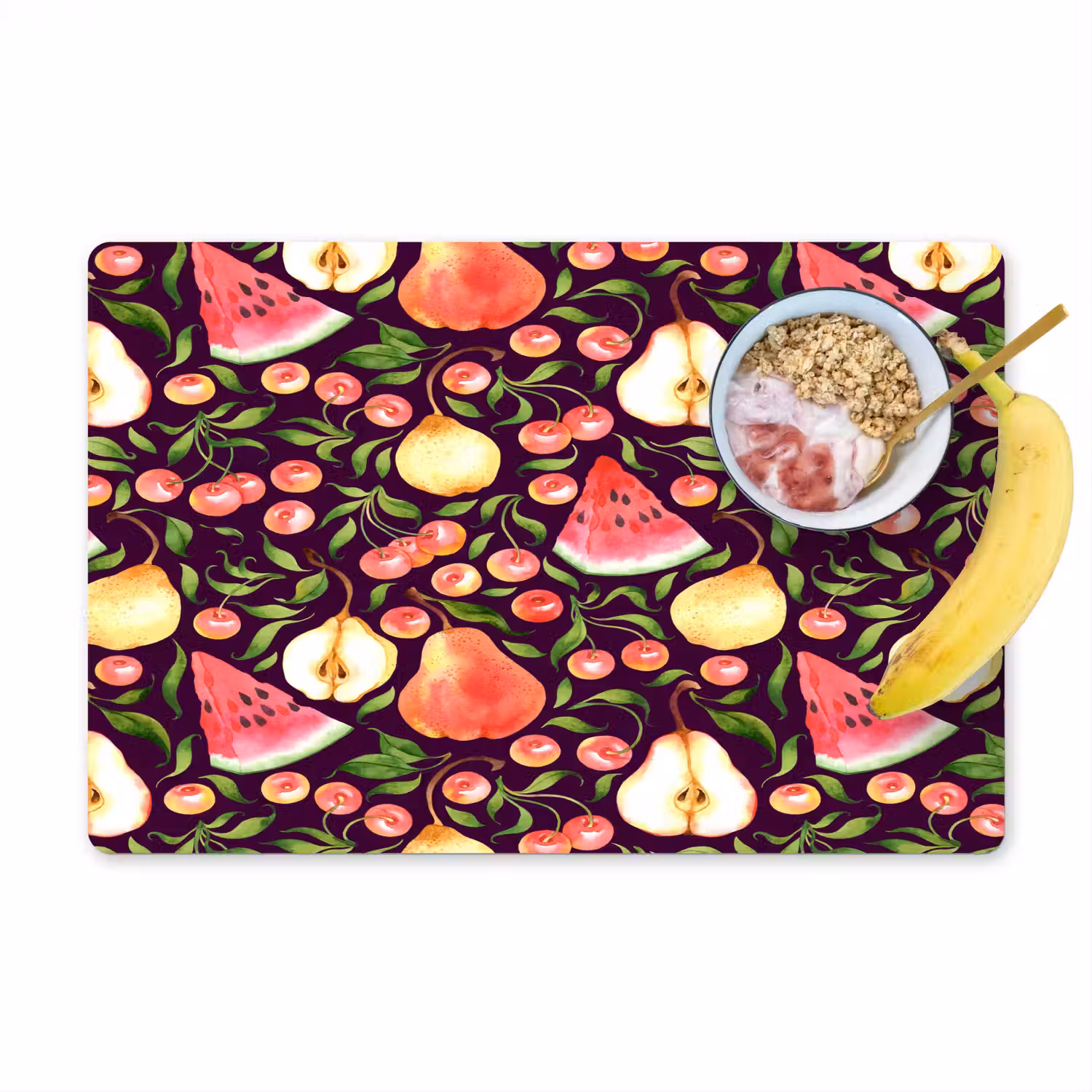 Donker - Bladeren - Fruit - Patroon Placemat vinyl groot 368 -zzzproduct_Kitchenyeah-website