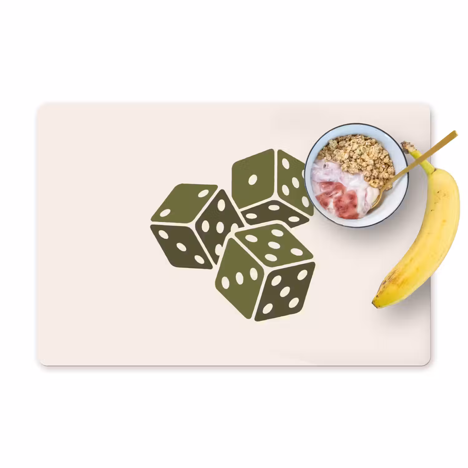 Dobbelsteen - Spel - Groen - Abstract Placemat vinyl groot -zzzproduct_Kitchenyeah-website