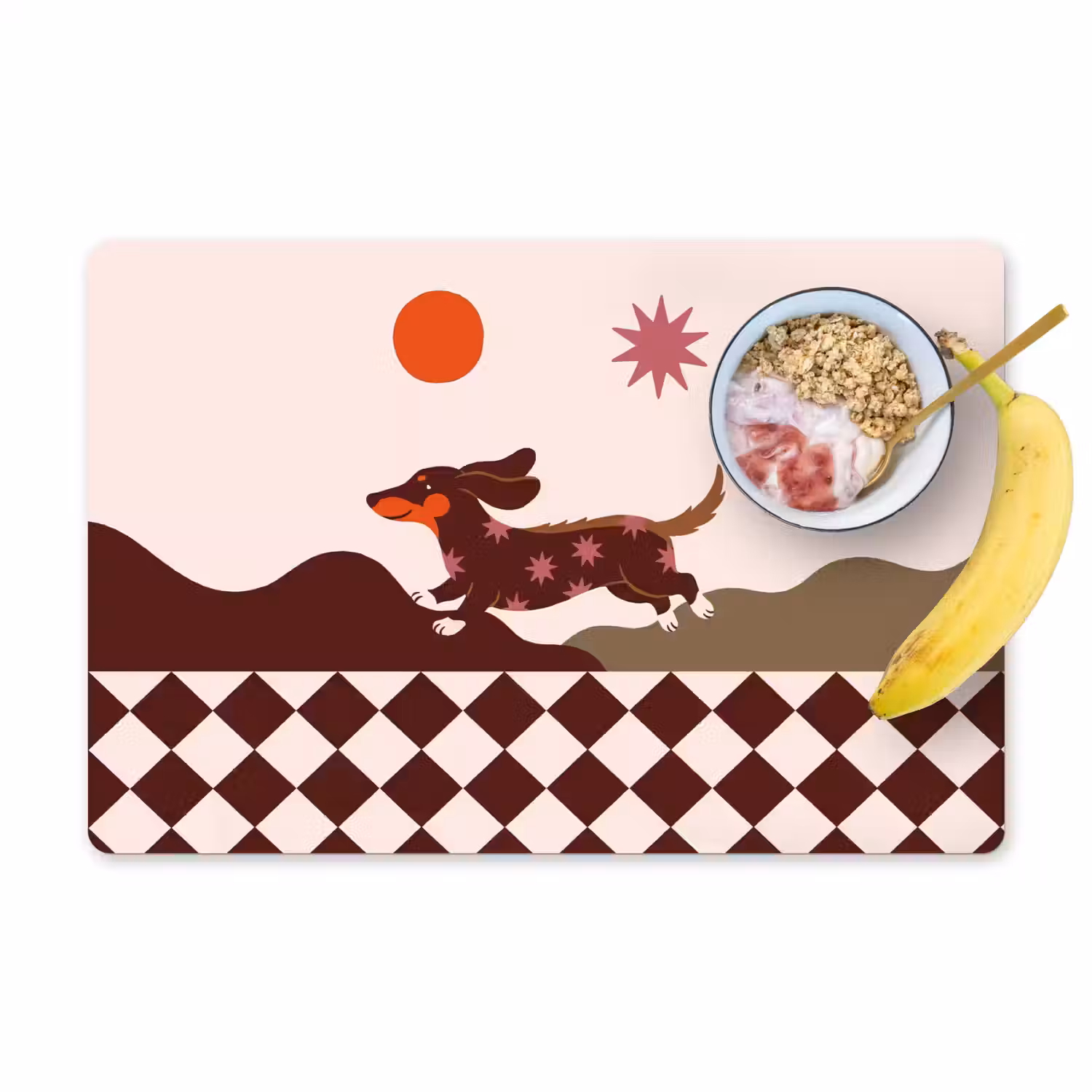 Hond - Abstract - Dieren - Modern - Bruin Placemat vinyl groot -zzzproduct_Kitchenyeah-website
