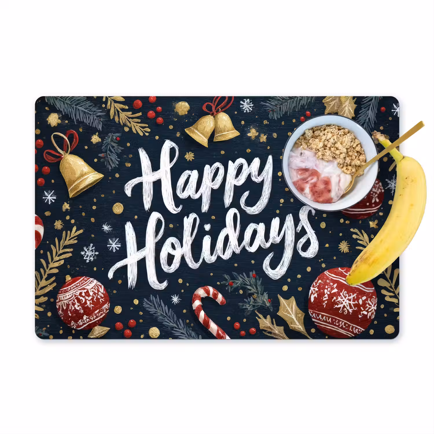 Feestelijk - Kerstgroet - Kleurrijk Placemat vinyl groot -zzzproduct_Kitchenyeah-website