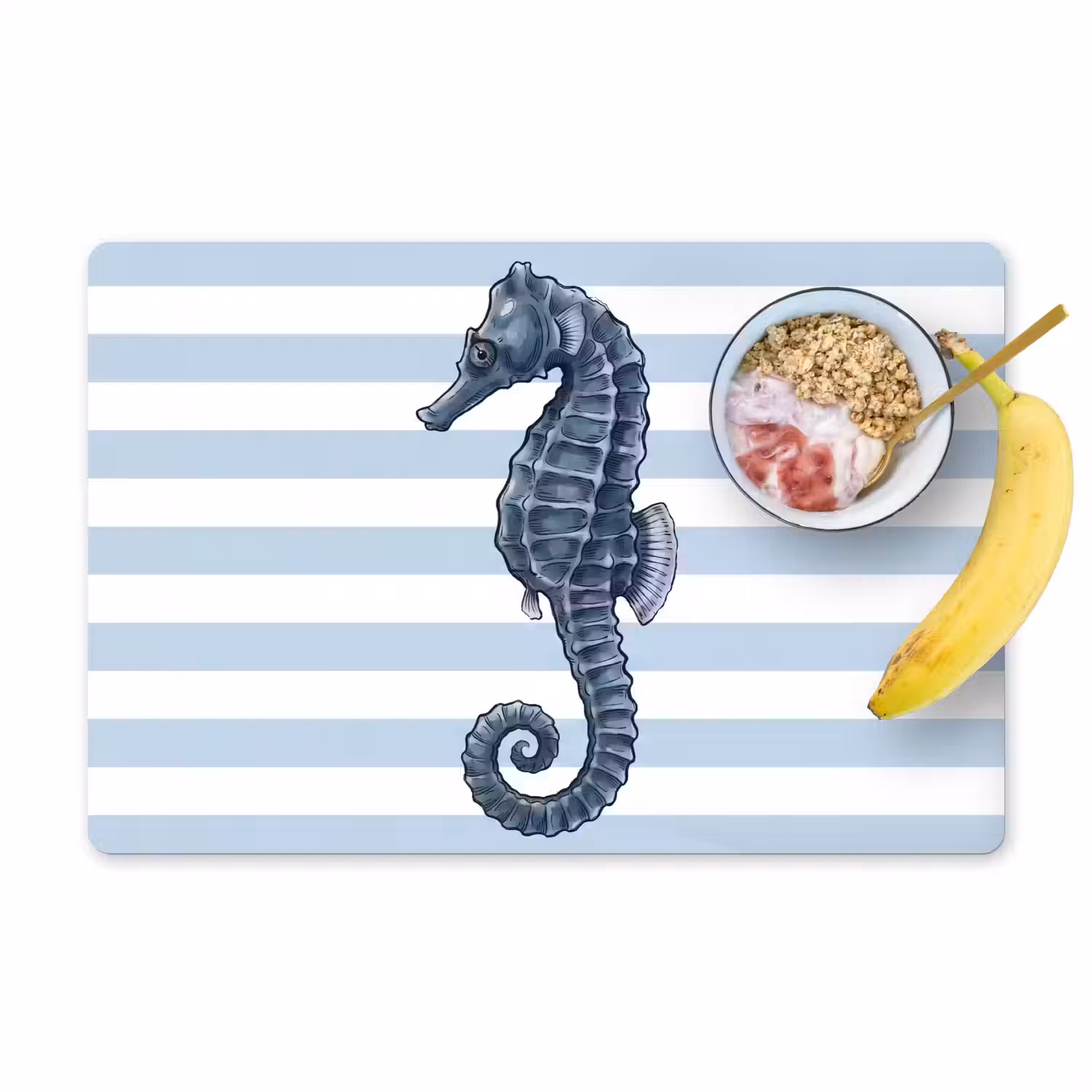 Vis - Oceaan - Illustratie - Blauw - Strepen Placemat vinyl groot -zzzproduct_Kitchenyeah-website