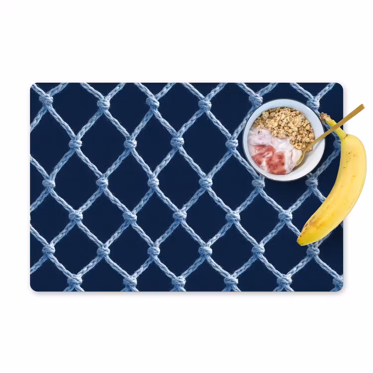 Visnet - Touw - Patroon - Marineblauw Placemat vinyl groot 368 -zzzproduct_Kitchenyeah-website