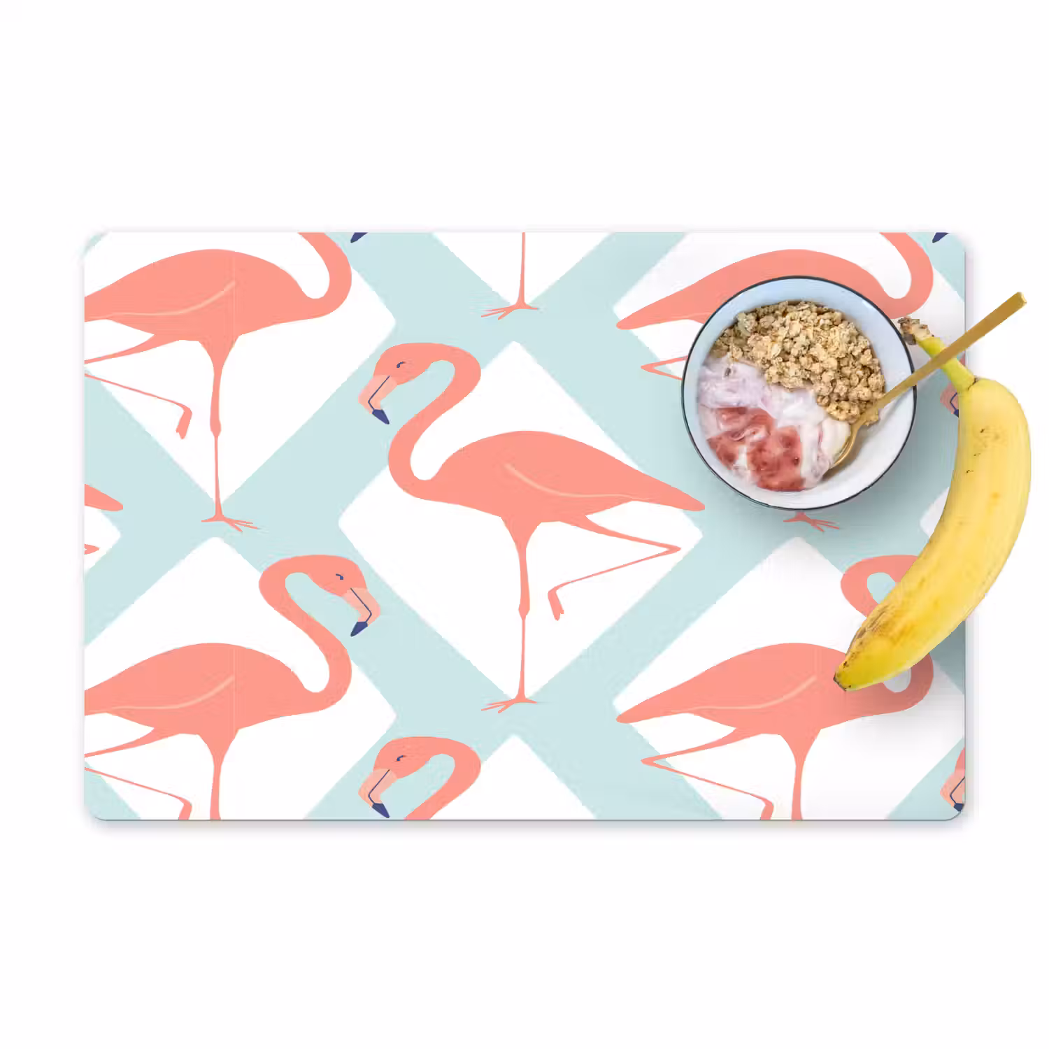 Flamingo - Mintgroen - Ruit Placemat vinyl groot 368 -zzzproduct_Kitchenyeah-website
