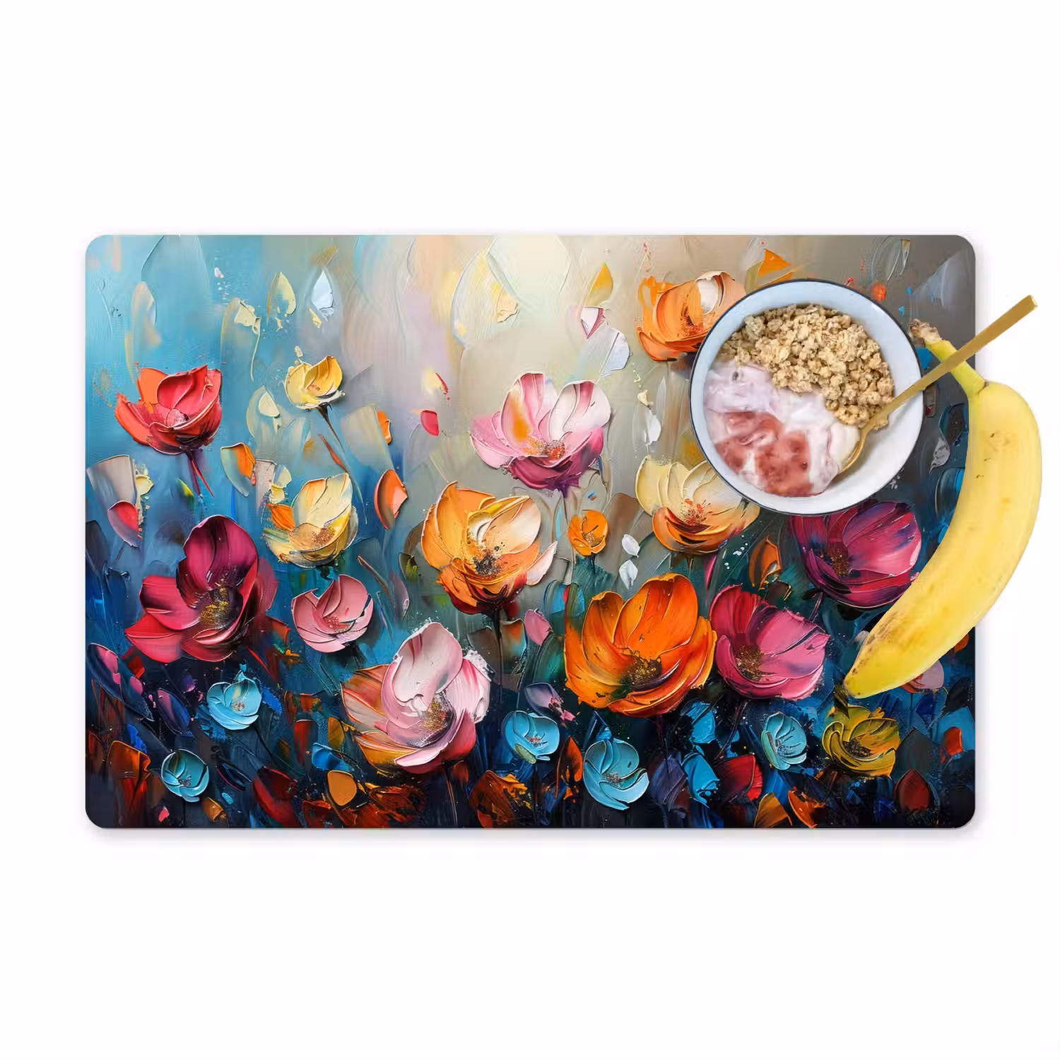 Bloemen - Kleurrijk - Abstract - Verf - Natuur Placemat vinyl groot -zzzproduct_Kitchenyeah-website