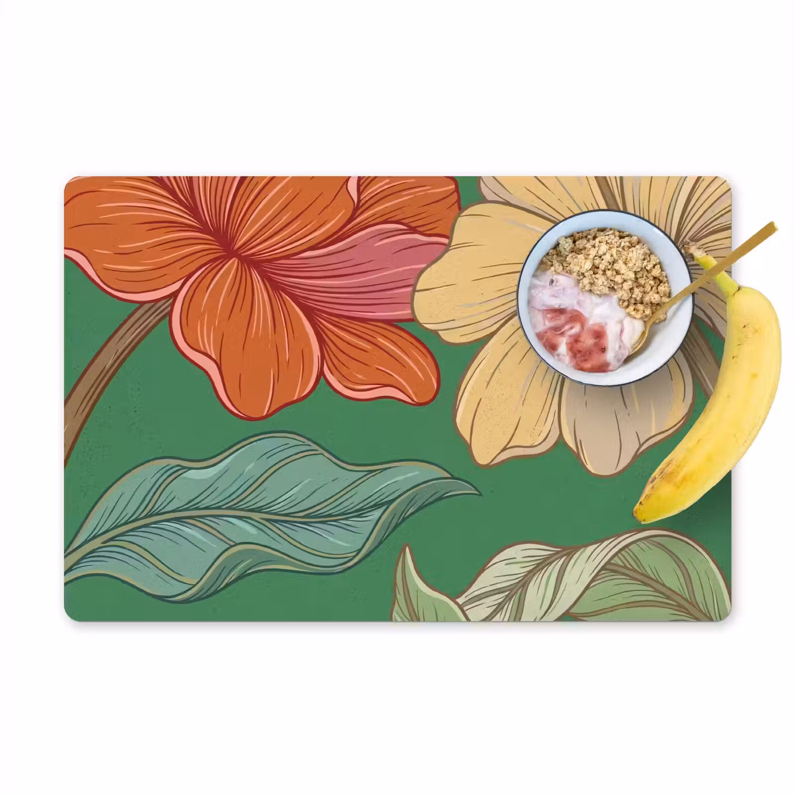 Placemat - 6 pieces - Flowers - Greenery - Illustration - Bloemen - Groen - Illustratie Placemat vinyl groot