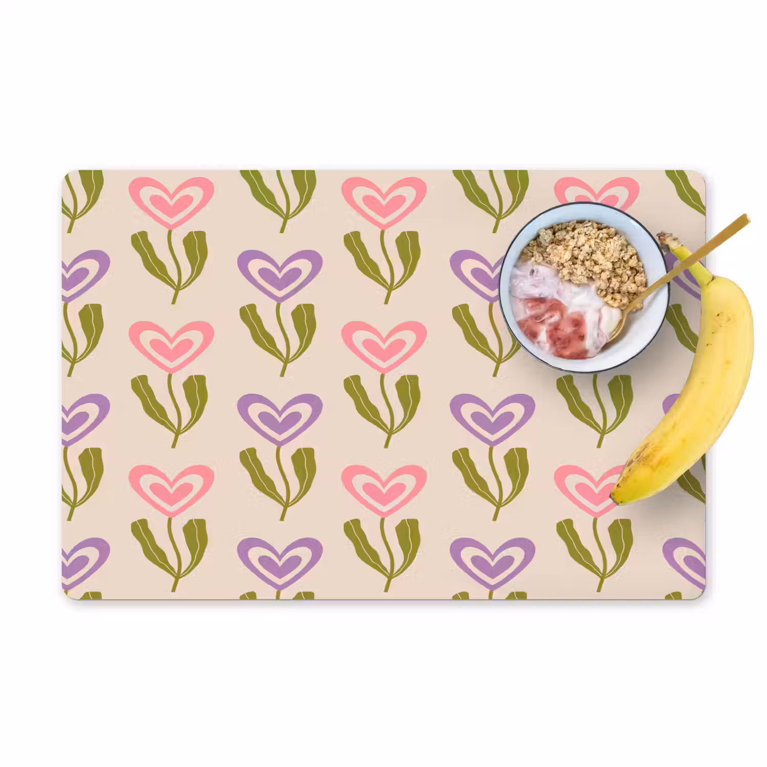 Bloemen - Hartjes - Patroon Placemat vinyl groot 368 -zzzproduct_Kitchenyeah-website