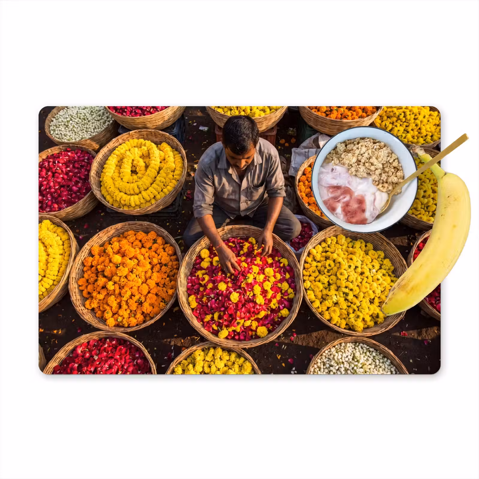 Placemat - 6 pieces - Flowers - Market - Colorful - Bloemen - Markt - Kleurrijk Placemat vinyl groot