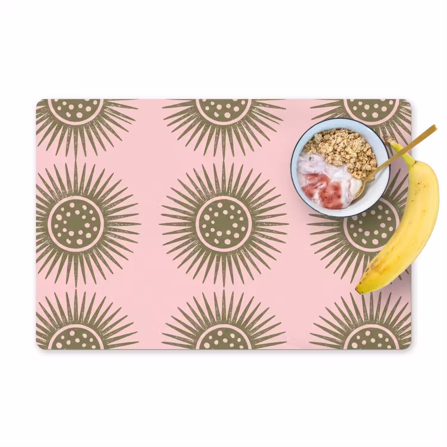 Bloemen - Patroon - Abstract - Roze - Groen Placemat vinyl groot -zzzproduct_Kitchenyeah-website