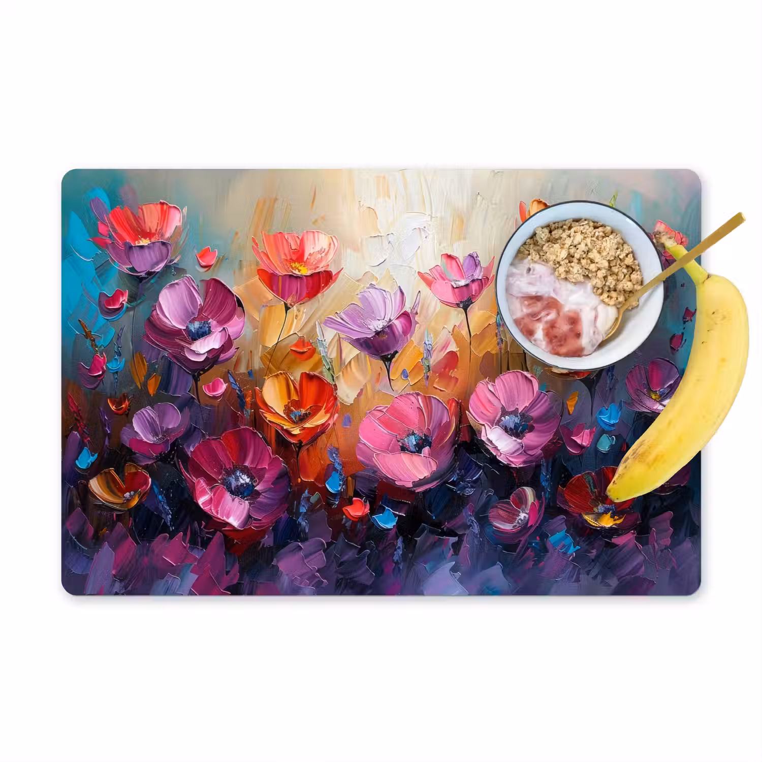 Bloemen - Paars - Kleurrijk - Handgeschilderd - Kunst Placemat vinyl groot -zzzproduct_Kitchenyeah-website