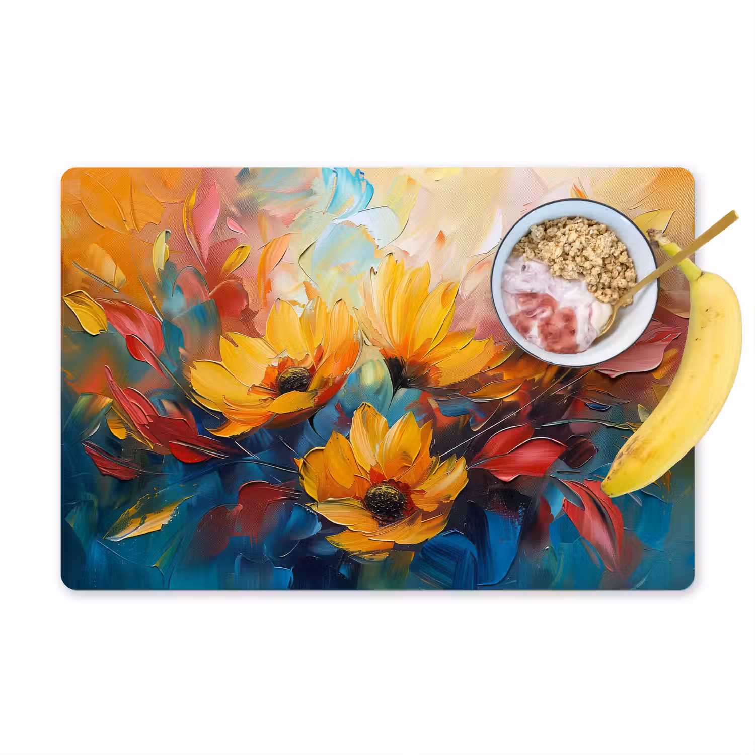 Bloemen - Zonnebloemen - Kunst - Geel Placemat vinyl groot -zzzproduct_Kitchenyeah-website