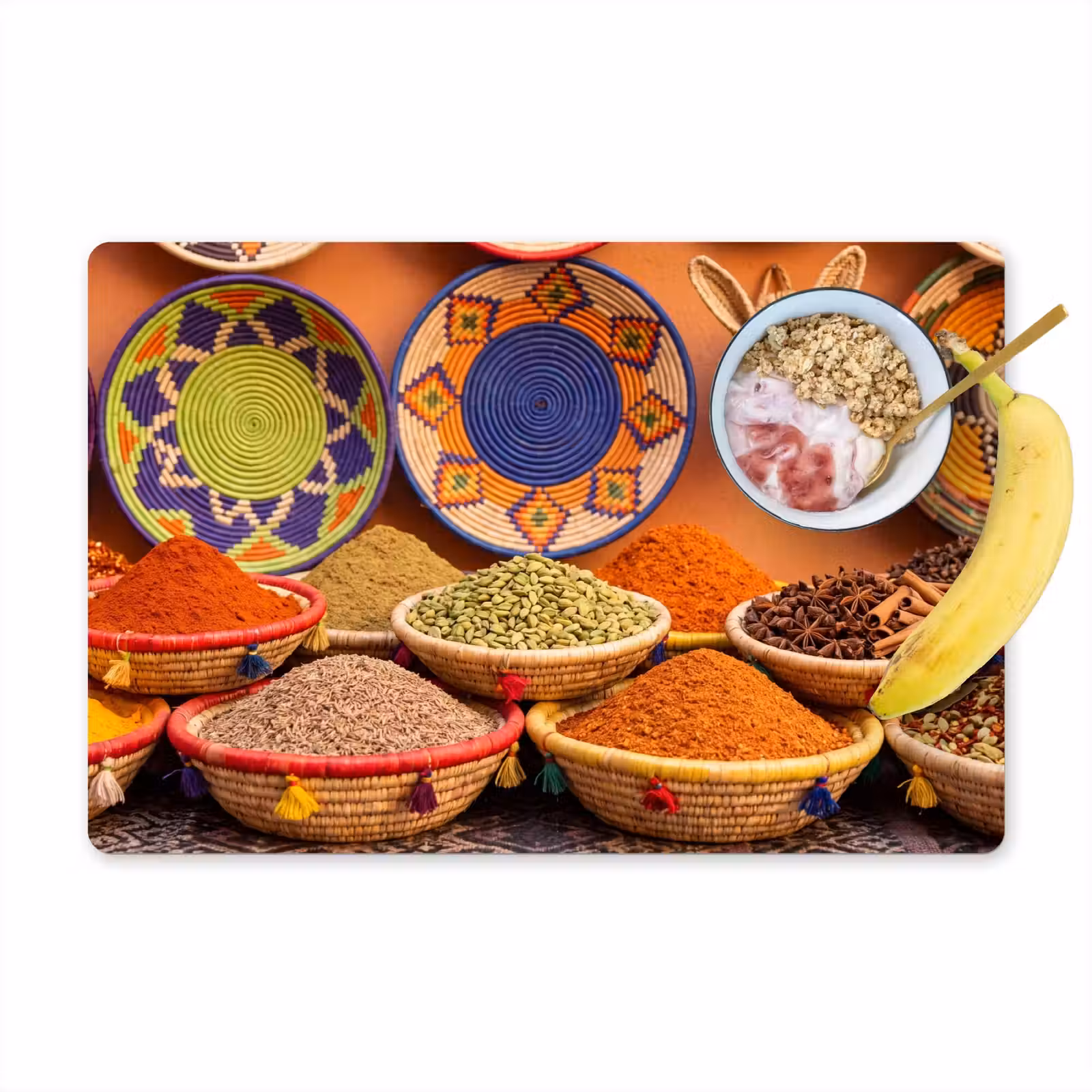 Placemat - 6 pieces - Food - Colorful - Culture - Eten - Kleurrijk - Cultuur Placemat vinyl groot