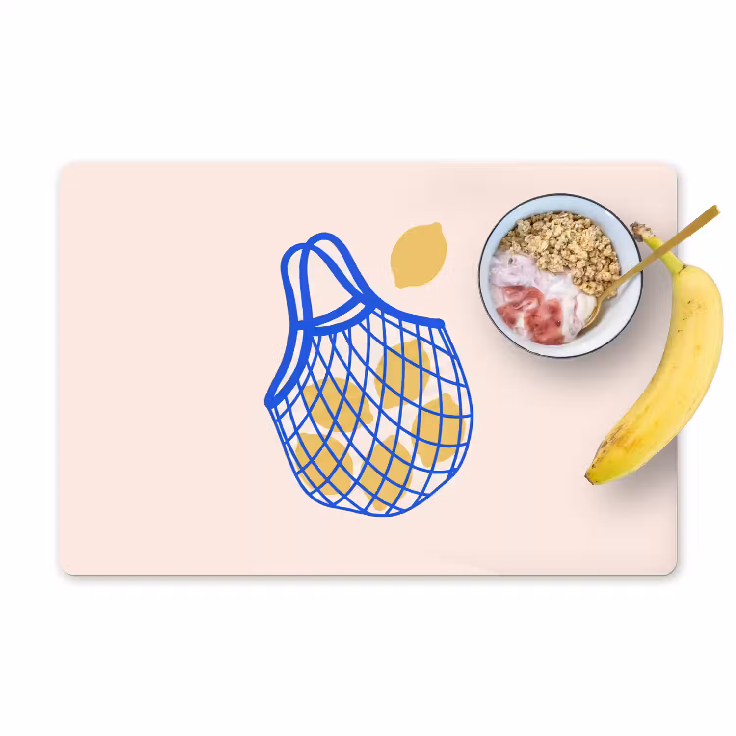 Eten - Citroen - Boodschappen - Abstract - Geel - Blauw Placemat vinyl groot -zzzproduct_Kitchenyeah-website