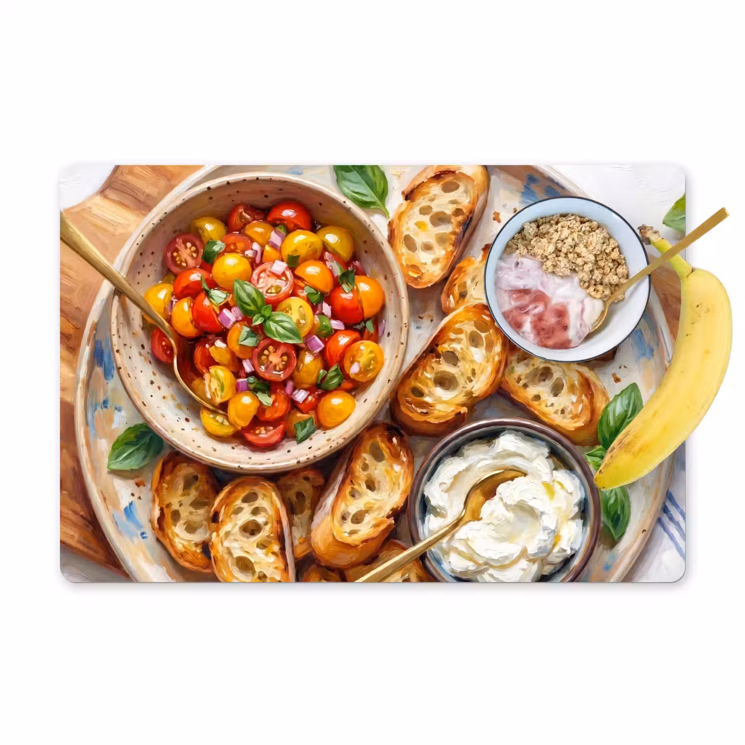 Eten - Tomaat - Brood - Kleurrijk - Keuken Placemat vinyl groot -zzzproduct_Kitchenyeah-website