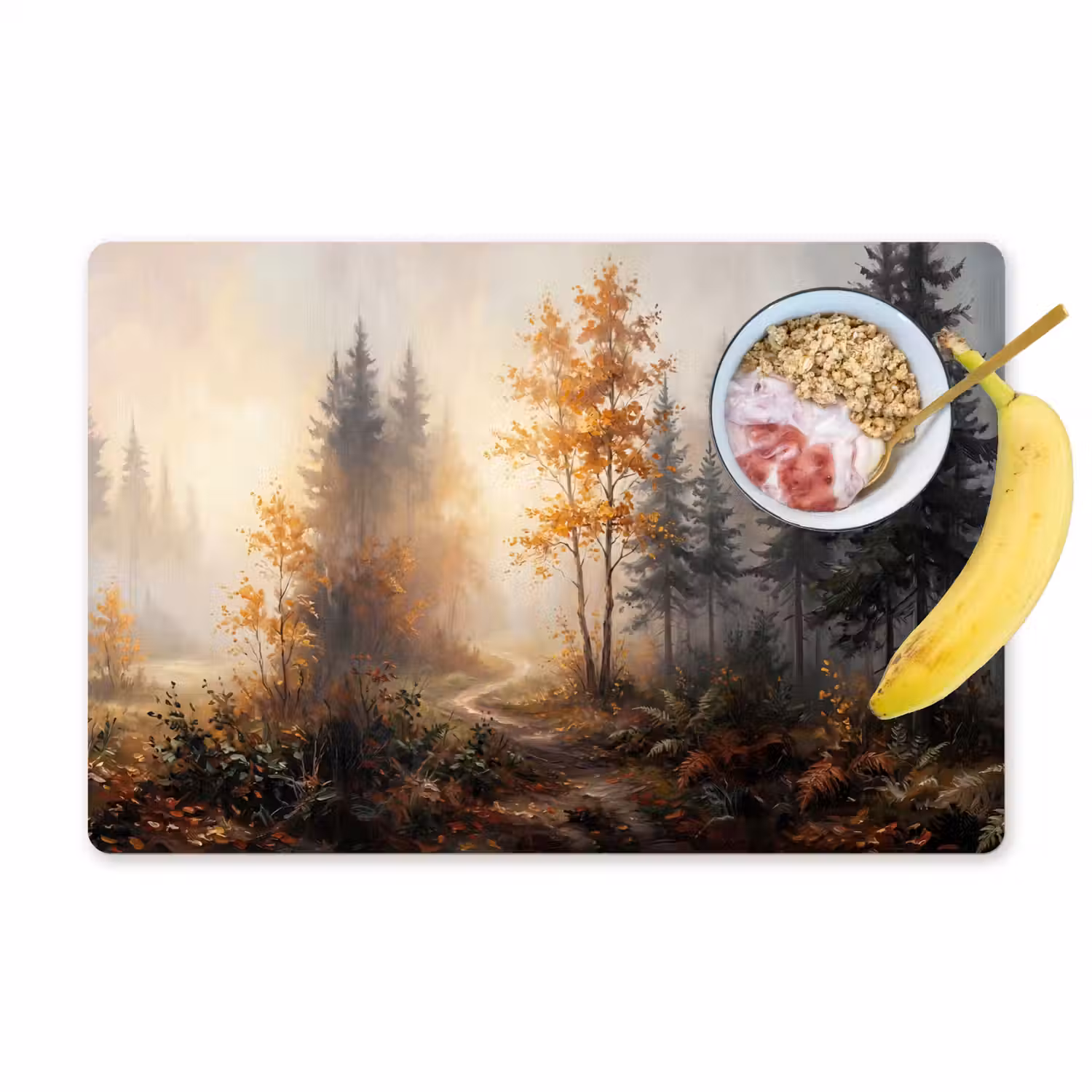 Bospad - Herfstbladeren - Natuur - Schilderachtig - Oranje Placemat vinyl groot -zzzproduct_Kitchenyeah-website