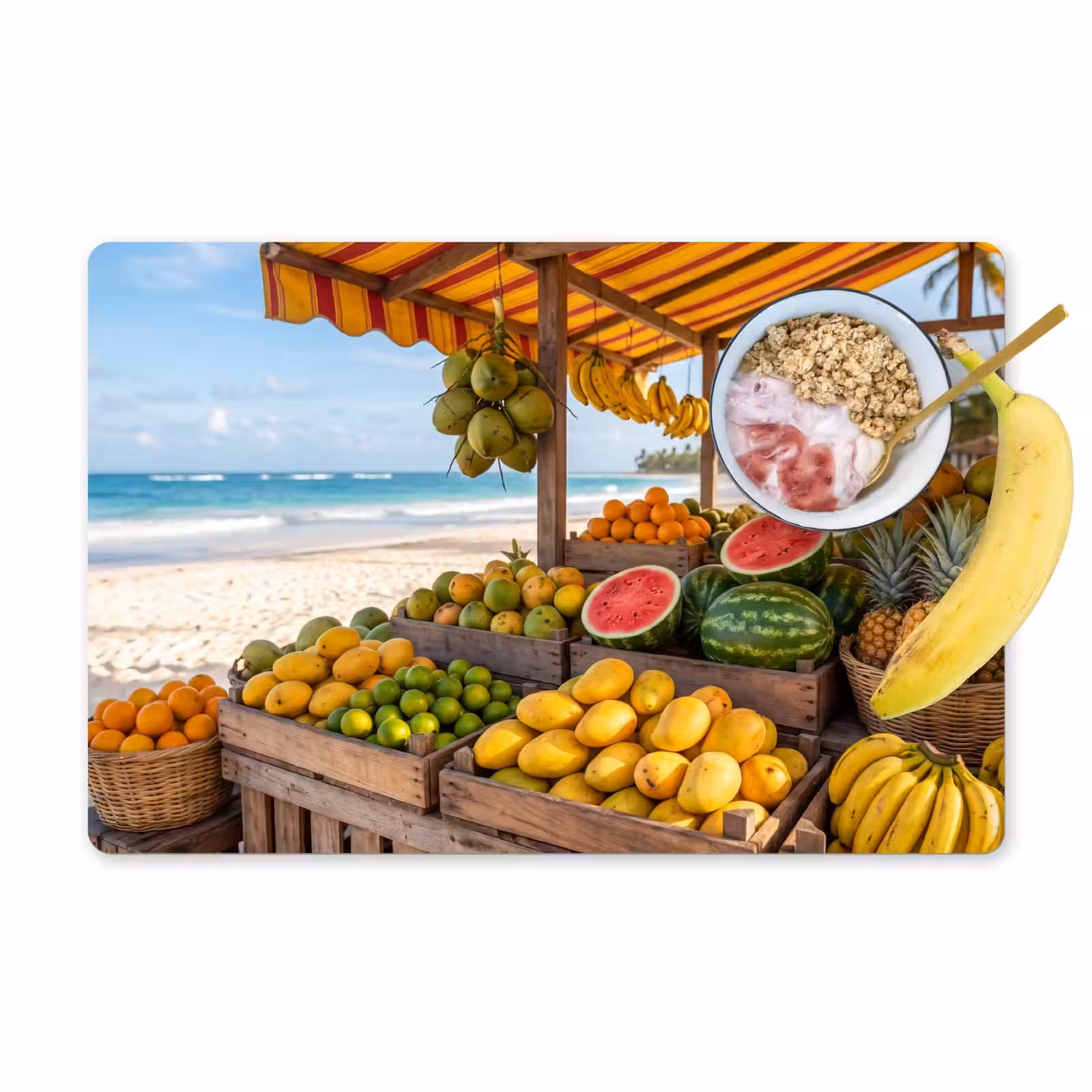 Placemat - 6 pieces - Fruit - Beach - Tropical - Fruit - Strand - Tropisch Placemat vinyl groot