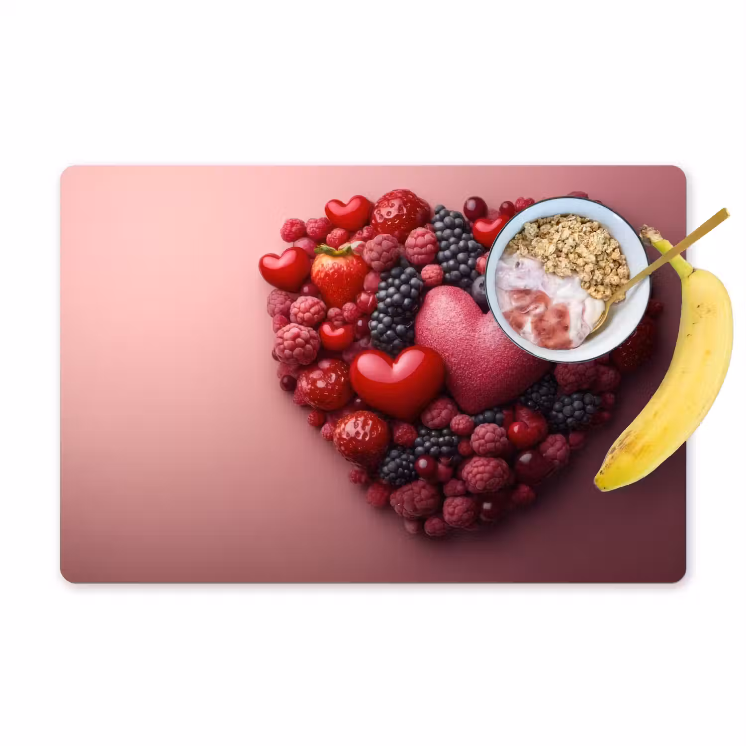 Fruit - Hartjes - Aardbeien - Frambozen - Bosbessen Placemat vinyl groot -zzzproduct_Kitchenyeah-website