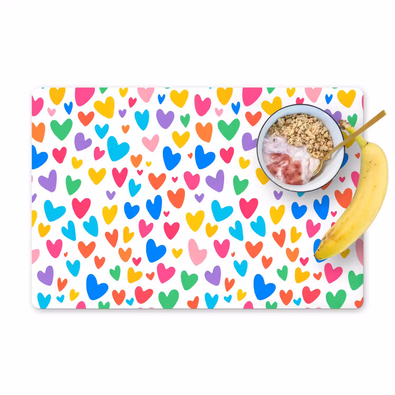 Hartjes - Kleurrijk - Patroon - Levendig Placemat vinyl groot -zzzproduct_Kitchenyeah-website