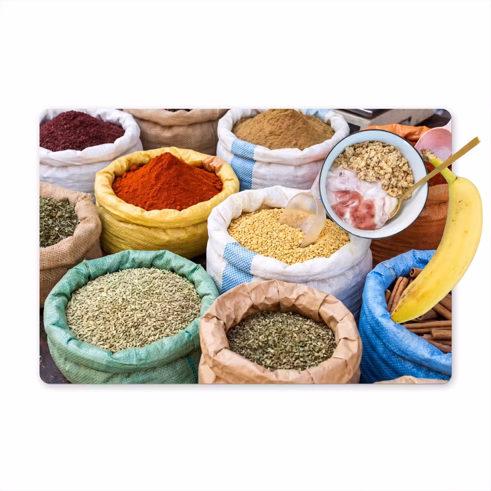 Placemat - 6 pieces - Herbs - Bags - Market - Kruiden - Zakken - Markt Placemat vinyl groot