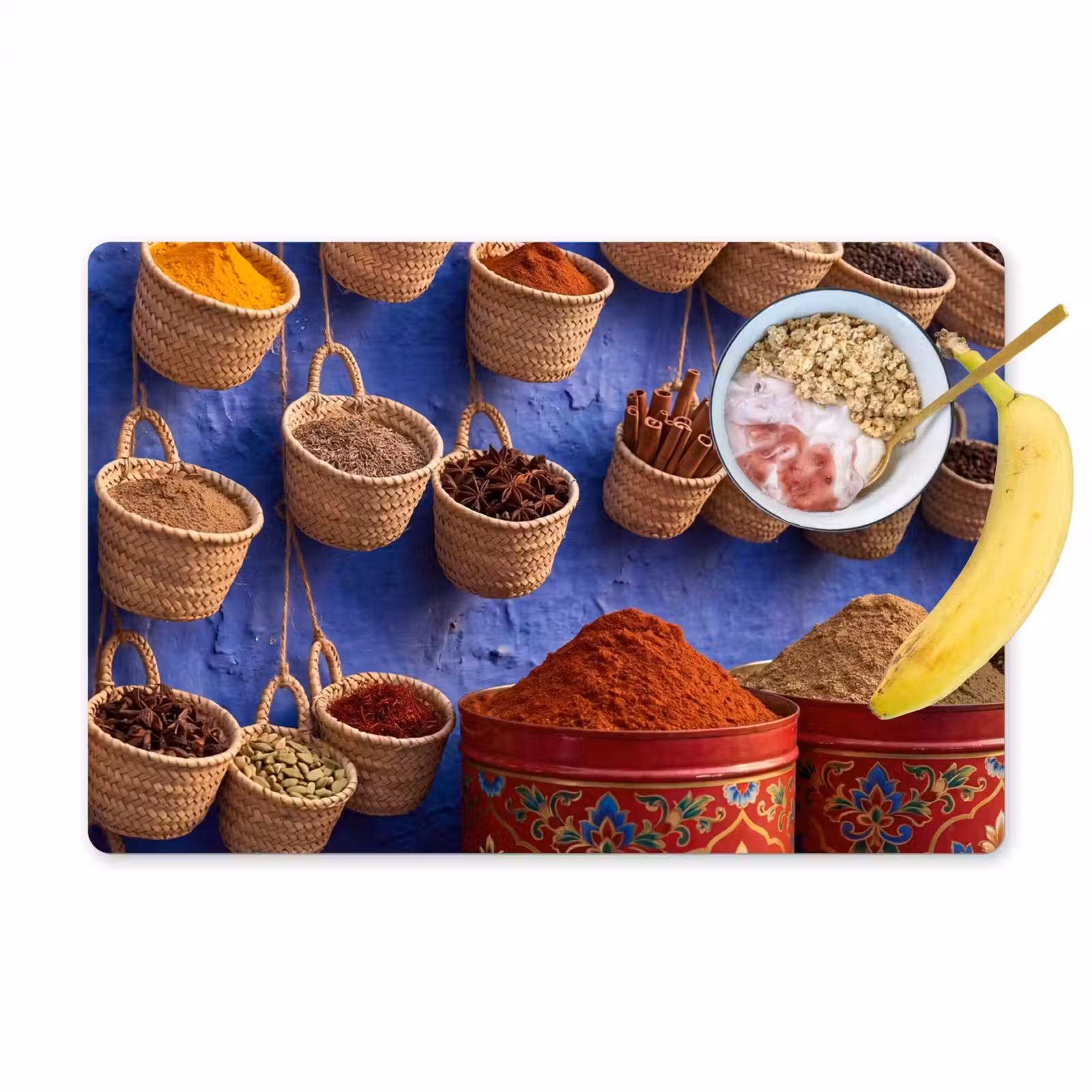 Placemat - 6 pieces - Herbs - Baskets - Market - Kruiden - Manden - Markt Placemat vinyl groot